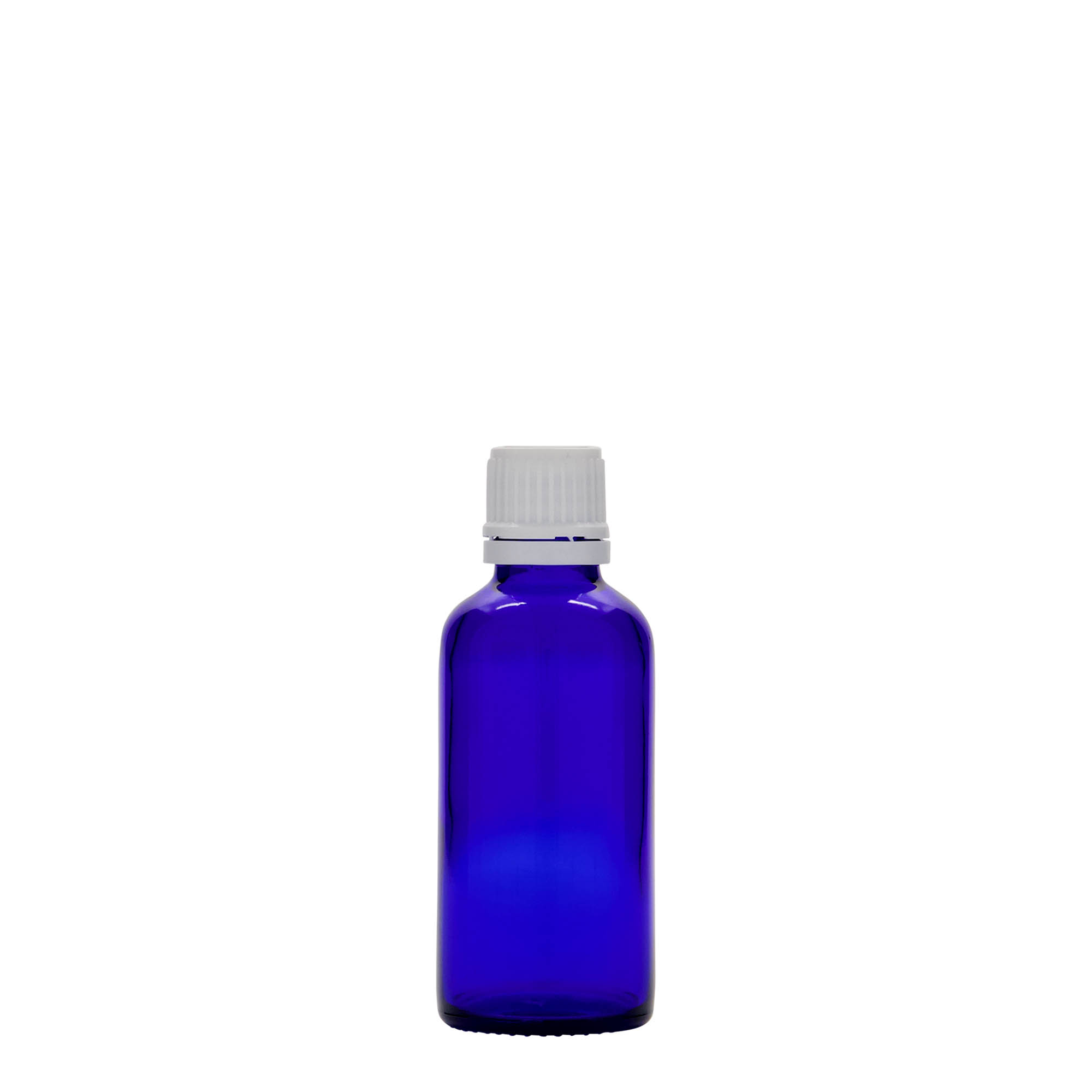 50 ml sticlă medicală, sticlă, albastru regal, gura: DIN 18