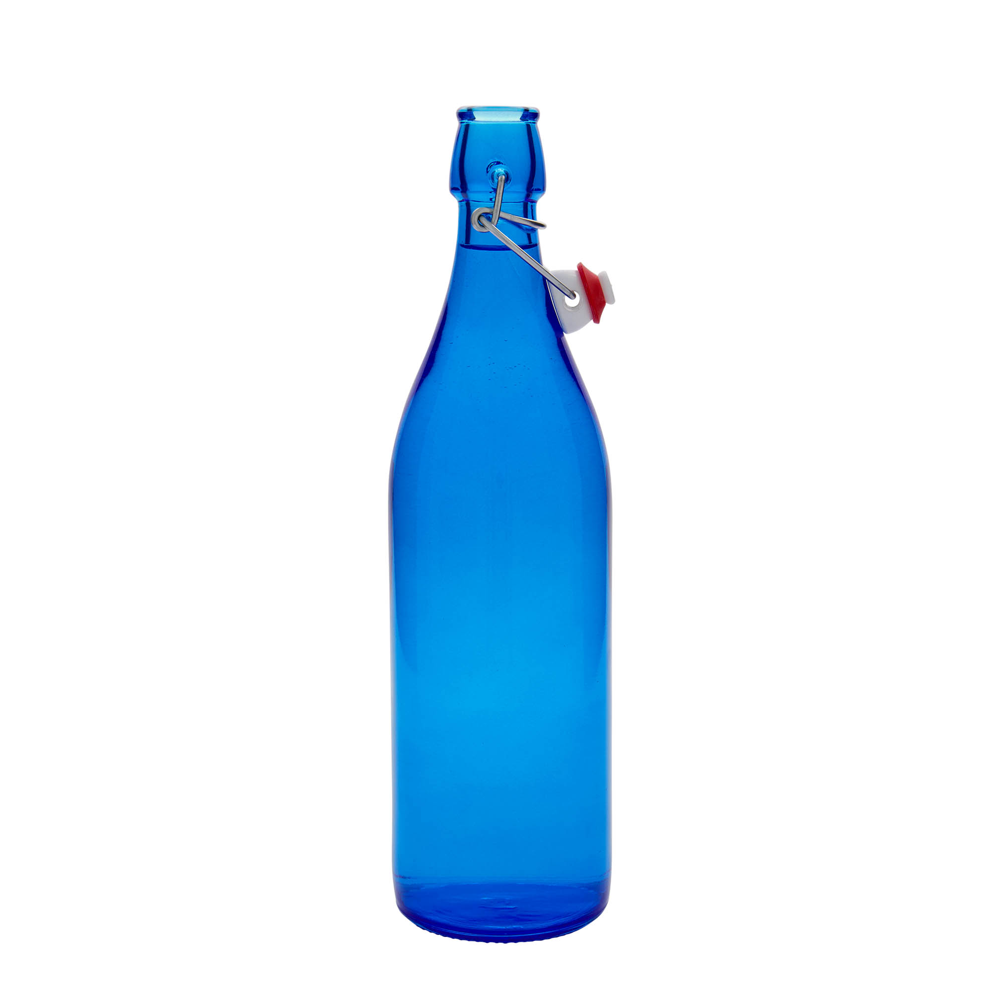 Sticlă de sticlă de 1.000 ml „Giara”, albastră, gât: închidere cu clemă