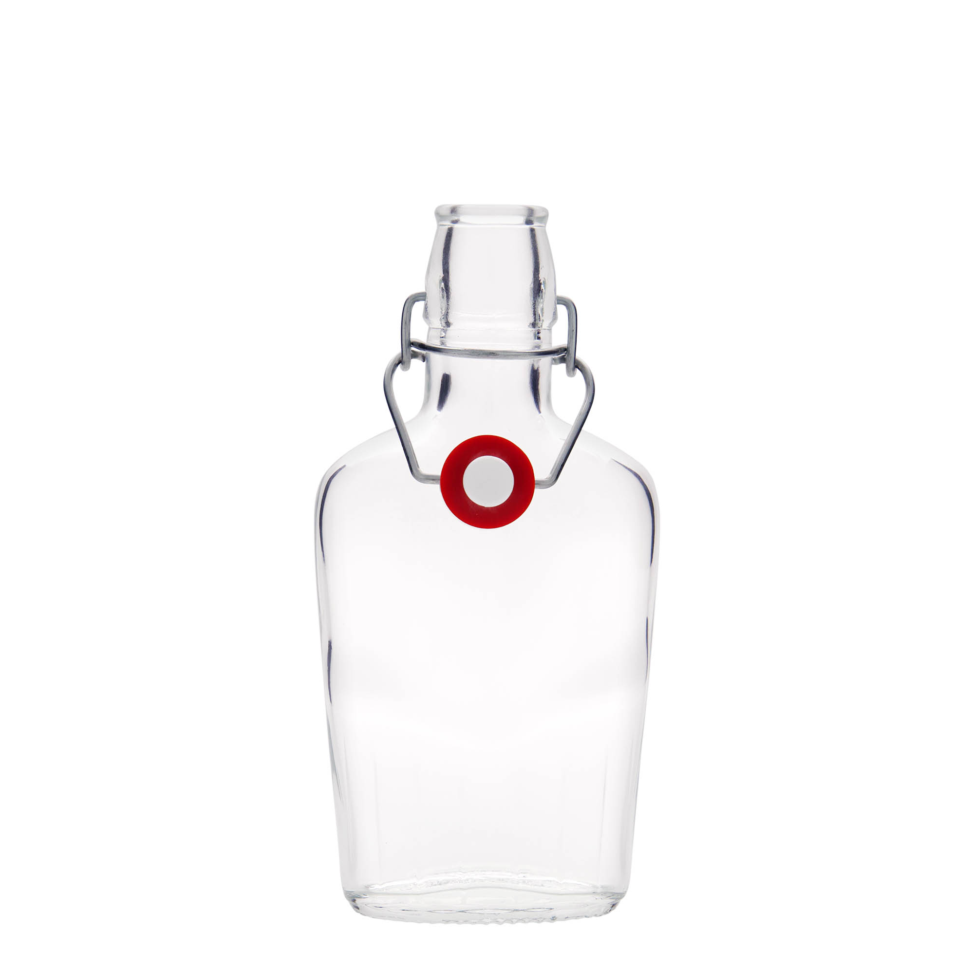 Sticlă de sticlă de 250 ml „Fiaschetta”, ovală, gât: închidere cu clemă Sticlă de sticlă de 250 ml „Fiaschetta”, ovală, gât: închidere cu clemă