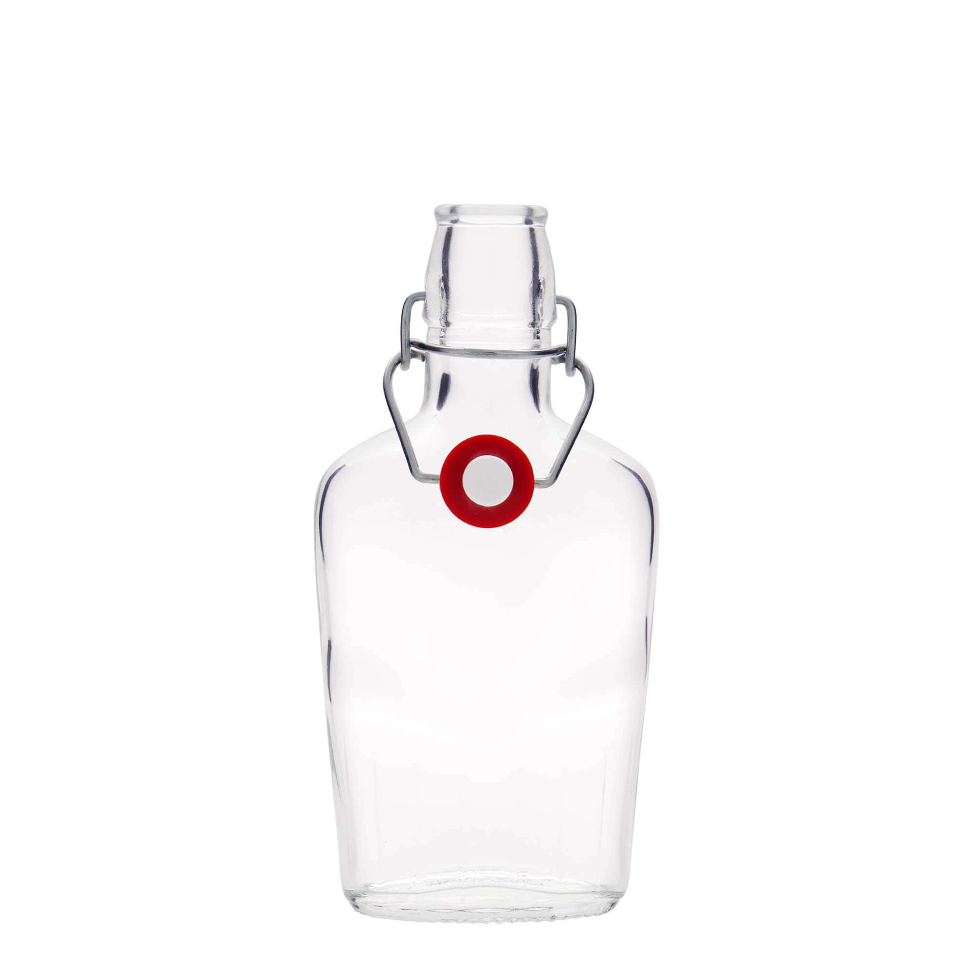 Sticlă de sticlă de 250 ml „Fiaschetta”, ovală, gât: închidere cu clemă