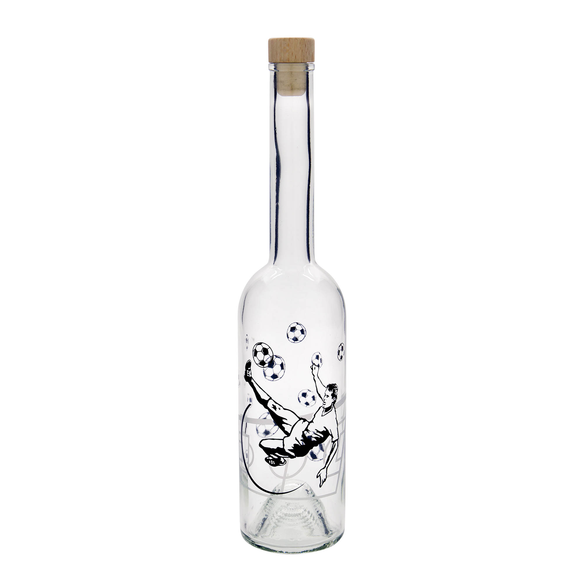 Sticlă de sticlă de 500 ml „Opera”, motiv: jucător de fotbal, gura: dop de plută