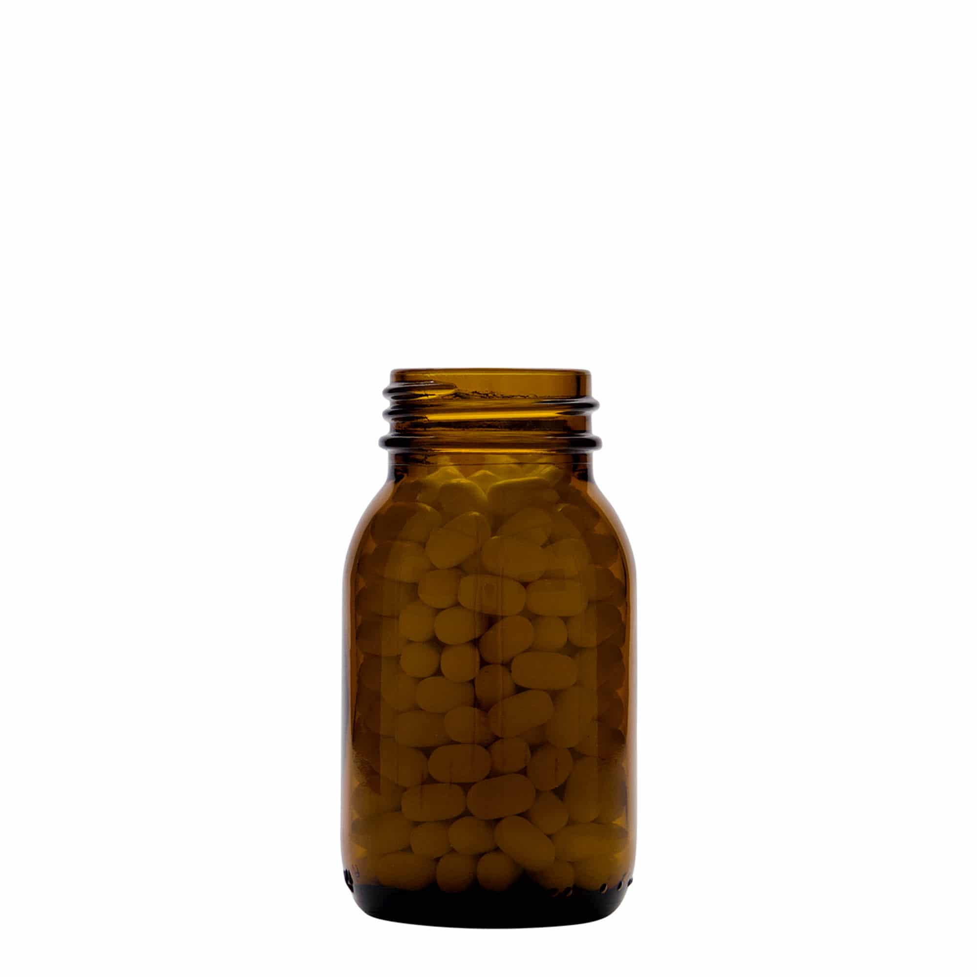 125 ml borcan cu gât larg, maro, gură: DIN 40