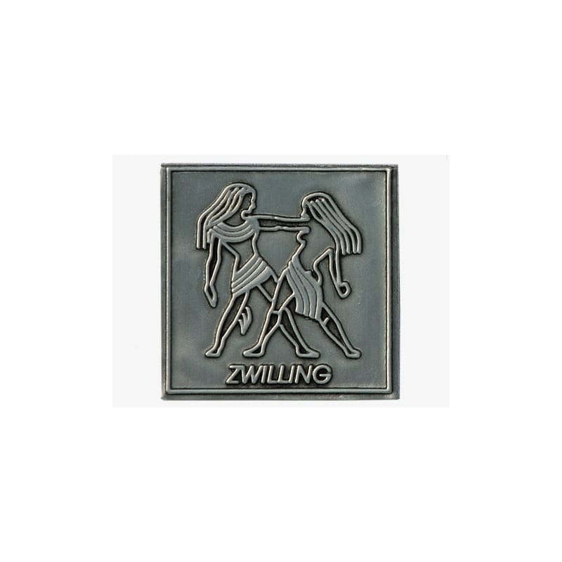 Etichetă pentru conserve „Zwilling”, pătrată, metalică, argintie