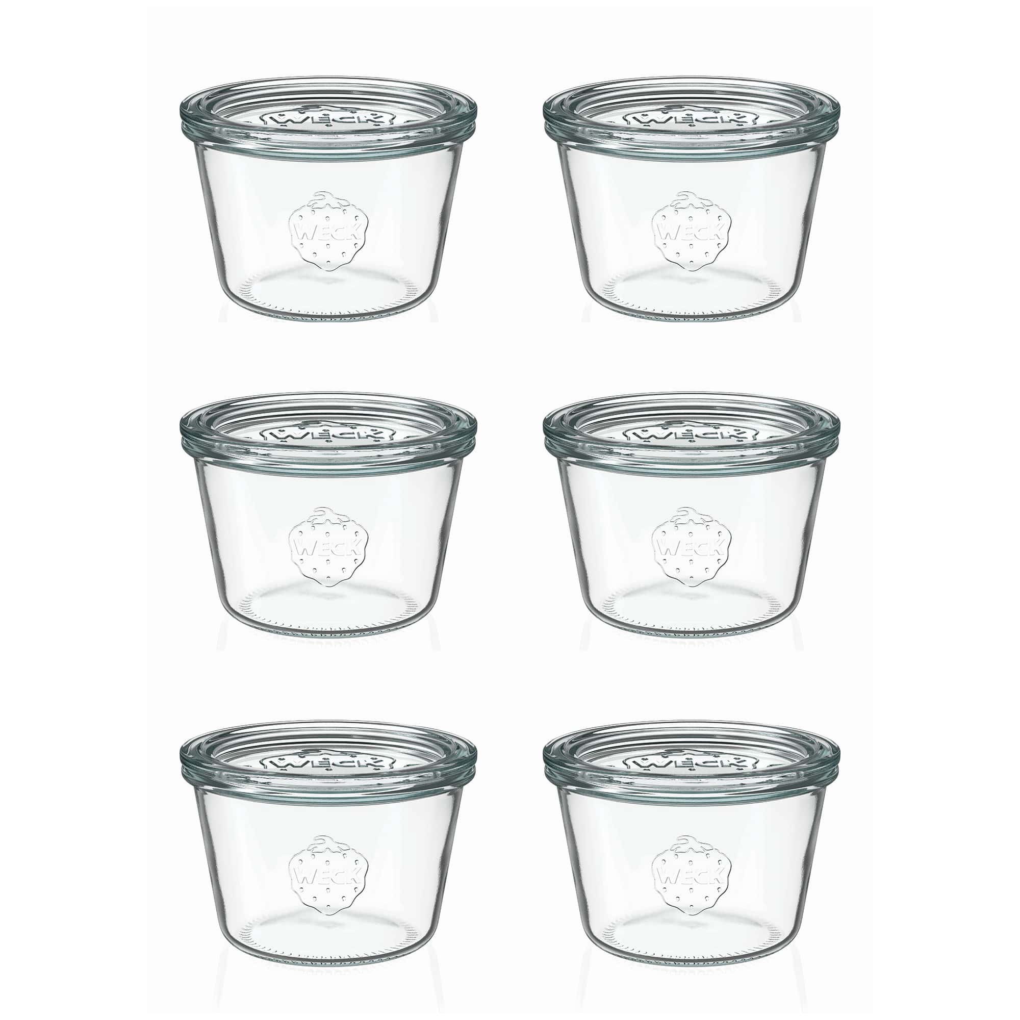 6x 370 ml borcan WECK cu gura largă cu capac de sticlă RR 100