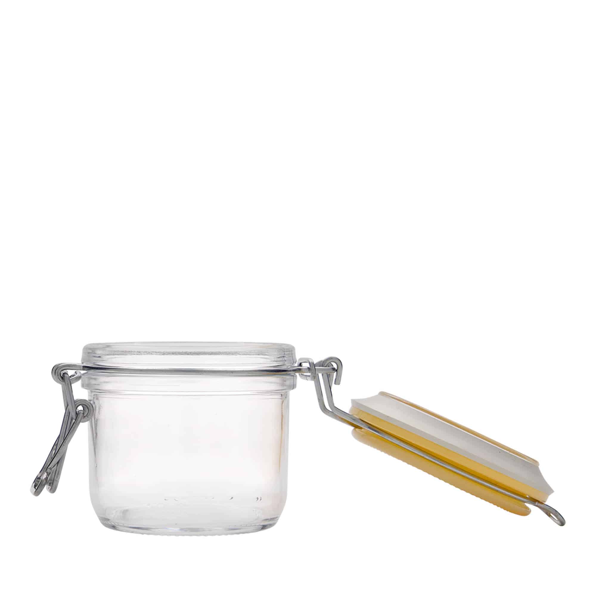 200 ml borcan cu clemă metalică „Fido”, galben, gura: închidere cu clemă metalică