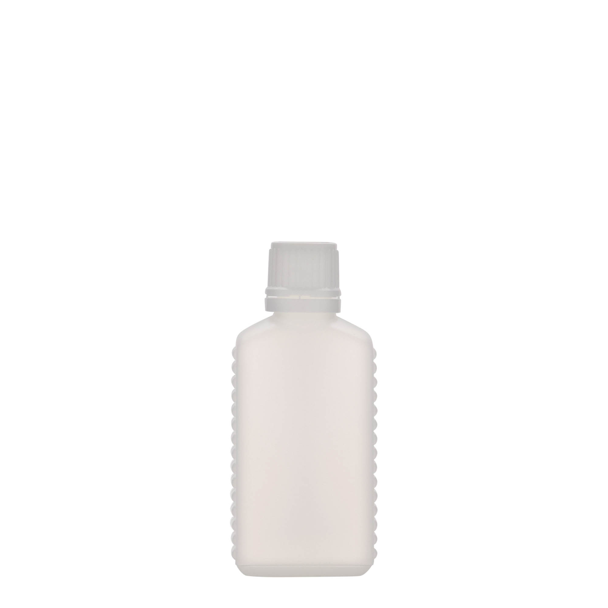 50 ml sticlă canistră cu gât îngust, dreptunghiulară, plastic HDPE, natural, deschidere: DIN 18 50 ml sticlă canistră cu gât îngust, dreptunghiulară, plastic HDPE, natural, deschidere: DIN 18