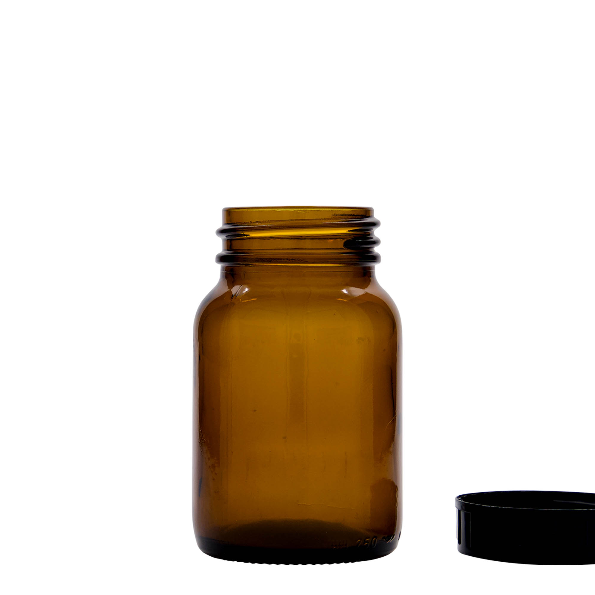 250 ml borcan cu gât larg, maro, deschidere: DIN 55