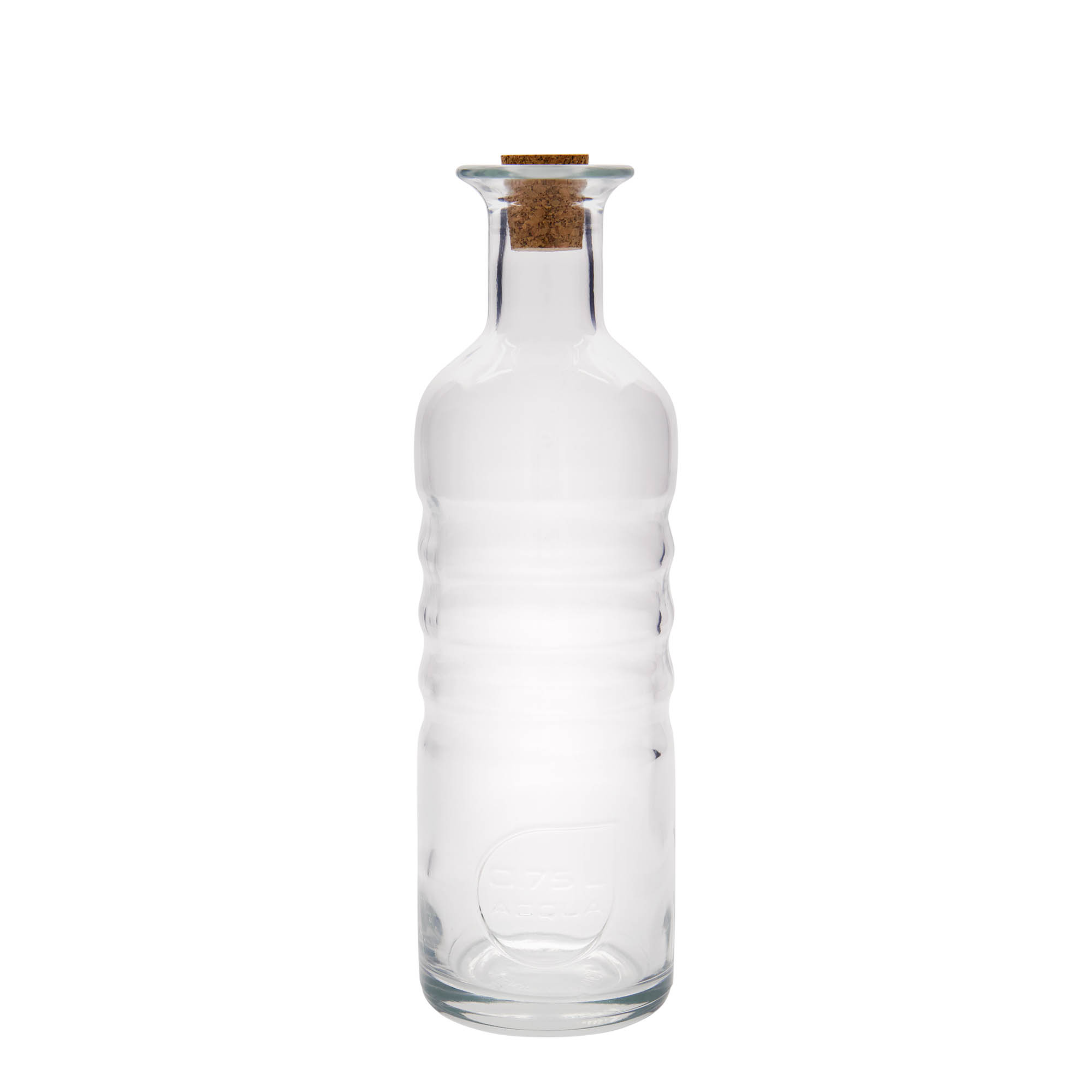 Sticlă de sticlă de 750 ml „Optima Acqua”, gura: plută Sticlă de sticlă de 750 ml „Optima Acqua”, gura: plută