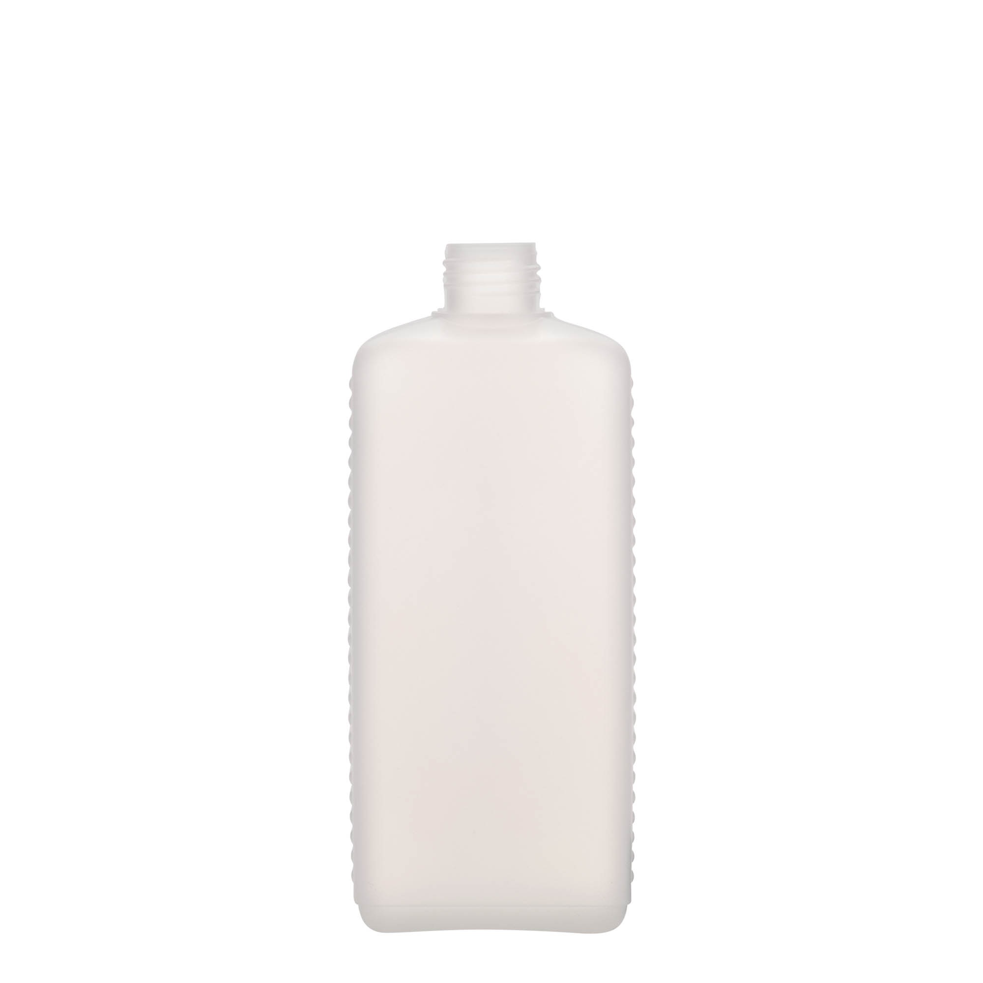 Bidon de 500 ml, dreptunghiular, plastic HDPE, natural, gura: DIN 25 EPE