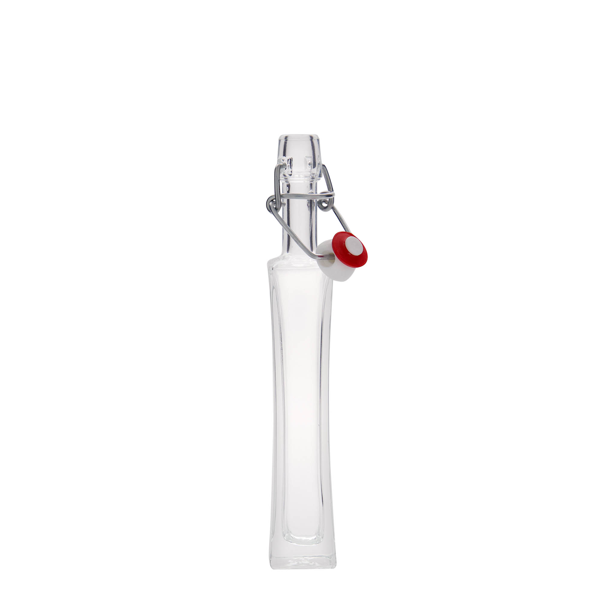 Sticlă de sticlă de 40 ml „Koko”, pătrată, gât: închidere cu clemă