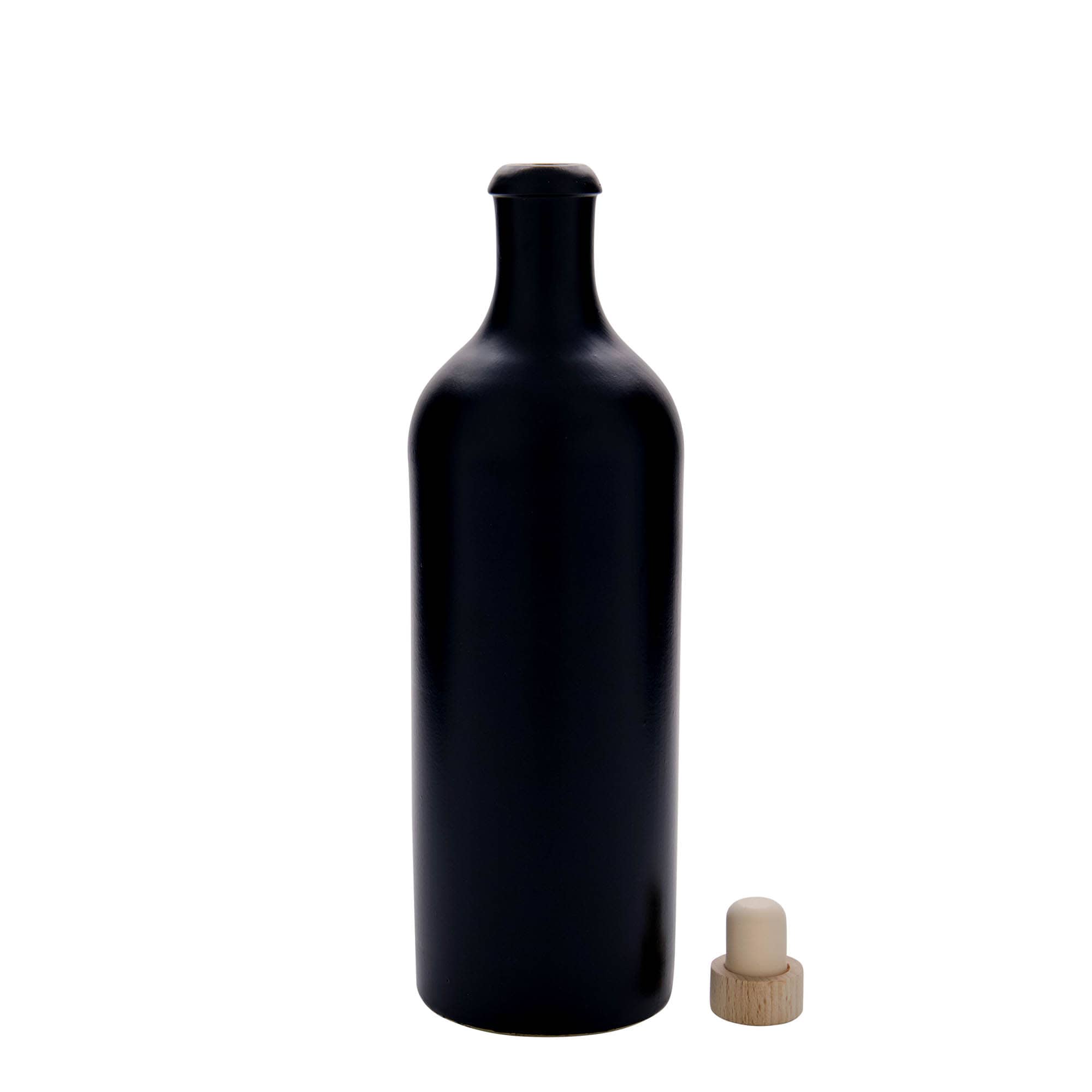750 ml ulcior ceramic, ceramică de gresie, negru, gura: plută