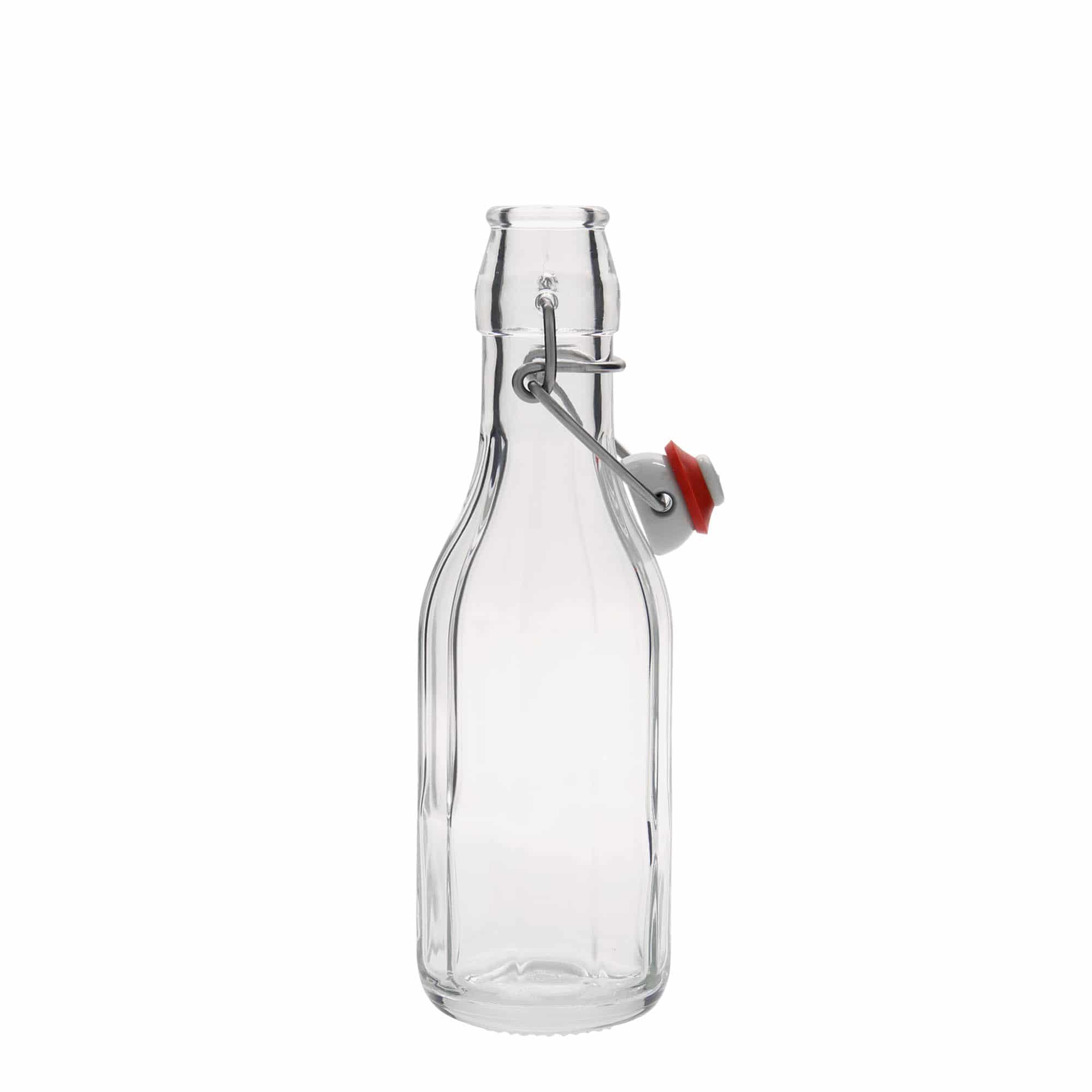Sticlă de sticlă de 250 ml „Bravo”, cu zece colțuri, gura: închidere cu clemă