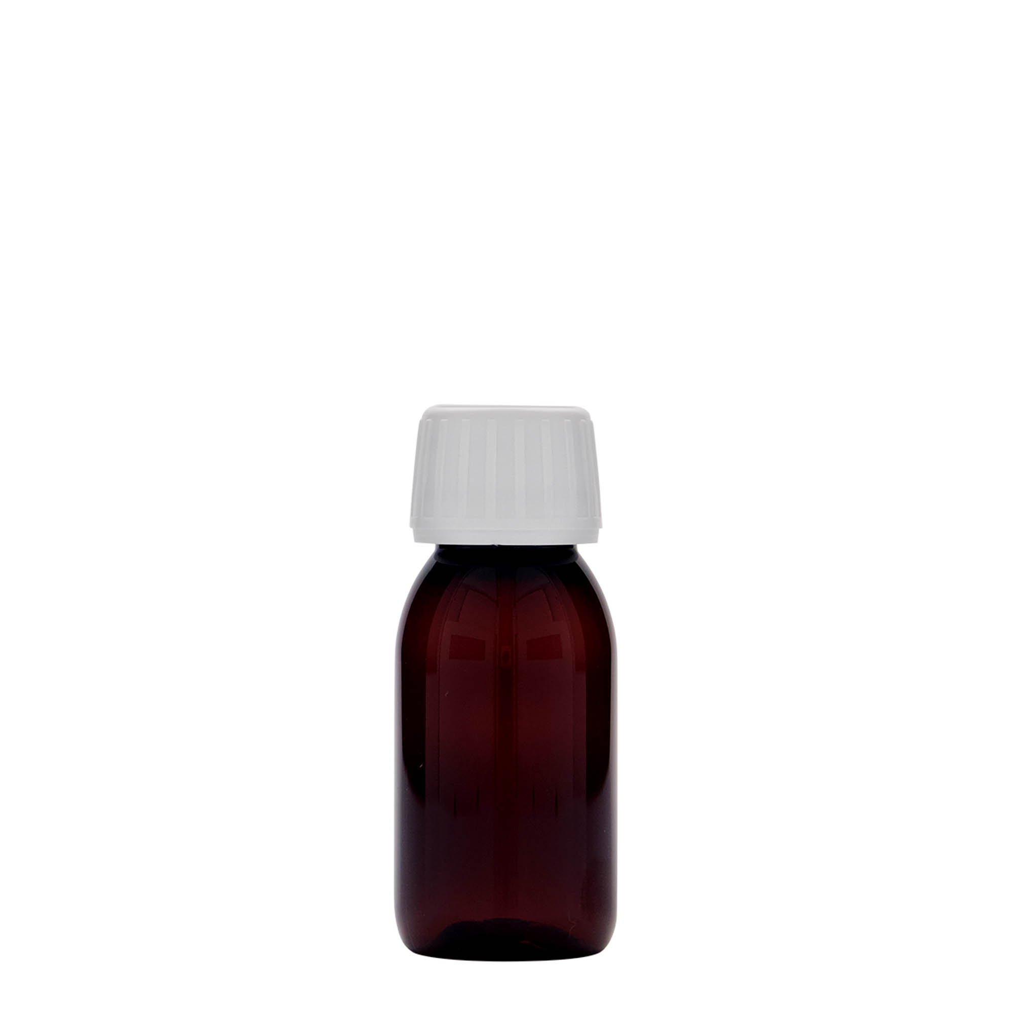 60 ml sticlă medicală PET, maro, plastic, gură: PP 28