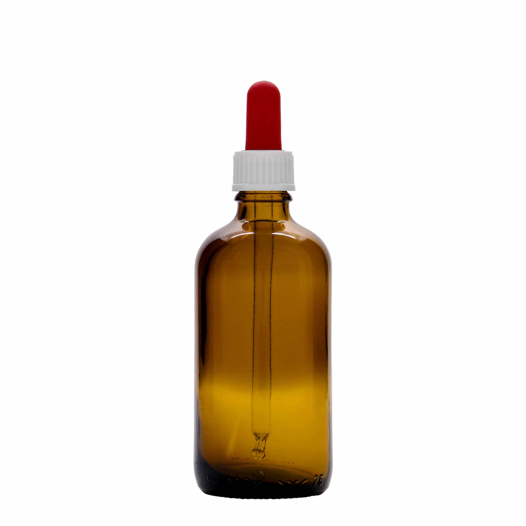 100 ml sticlă cu pipetă medicină, sticlă, maro-roșu, gura: DIN 18
