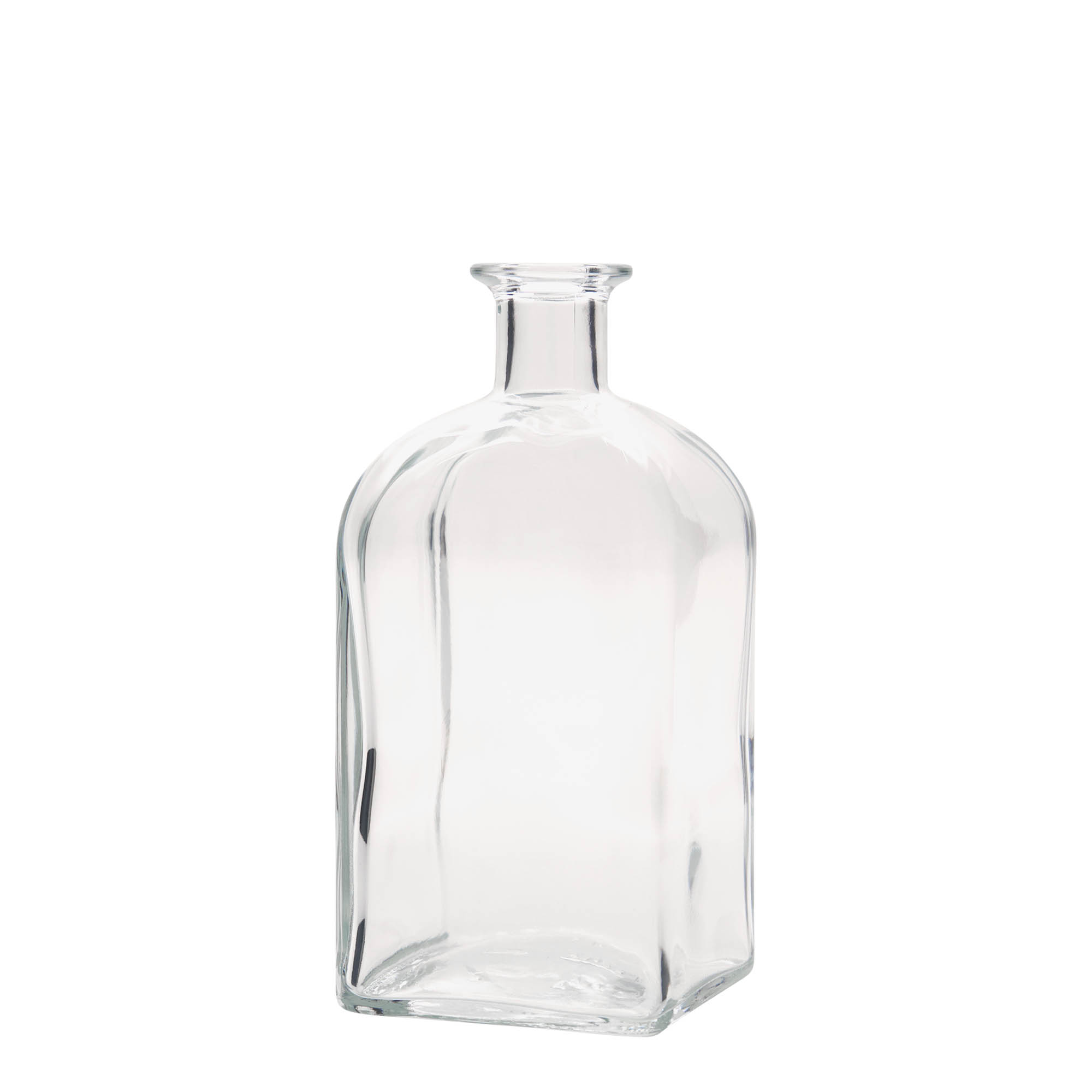 Sticlă de sticlă de 700 ml Apotheker Carré, pătrată, gura: dop de plută