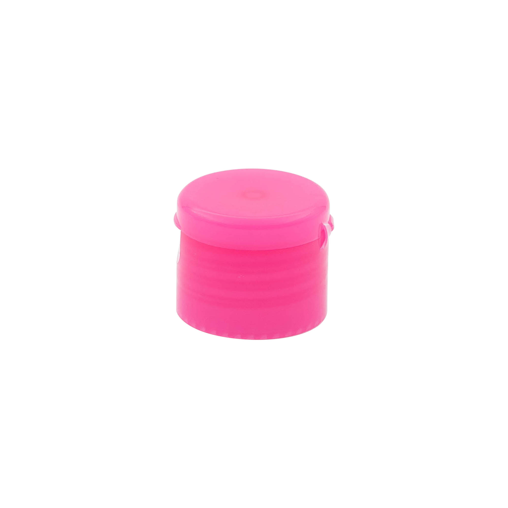 Capac cu filet și balama pliabilă, plastic PP, roz, pentru gura de deschidere: 24/410