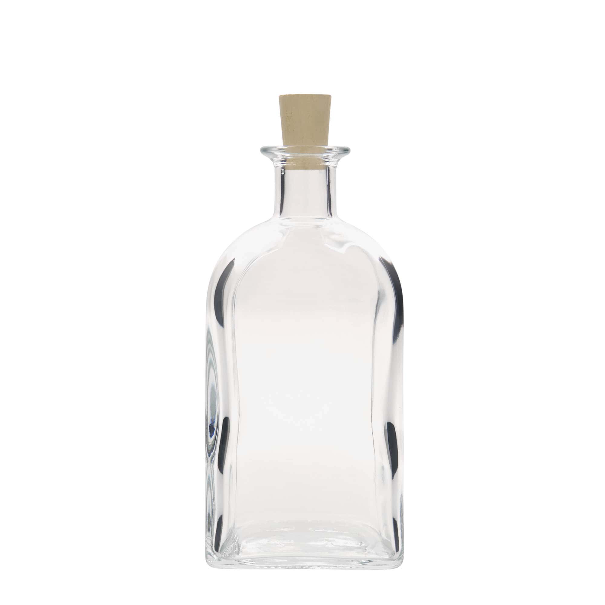 Sticlă de sticlă de 700 ml Apotheker Carré, pătrată, gura: dop de plută