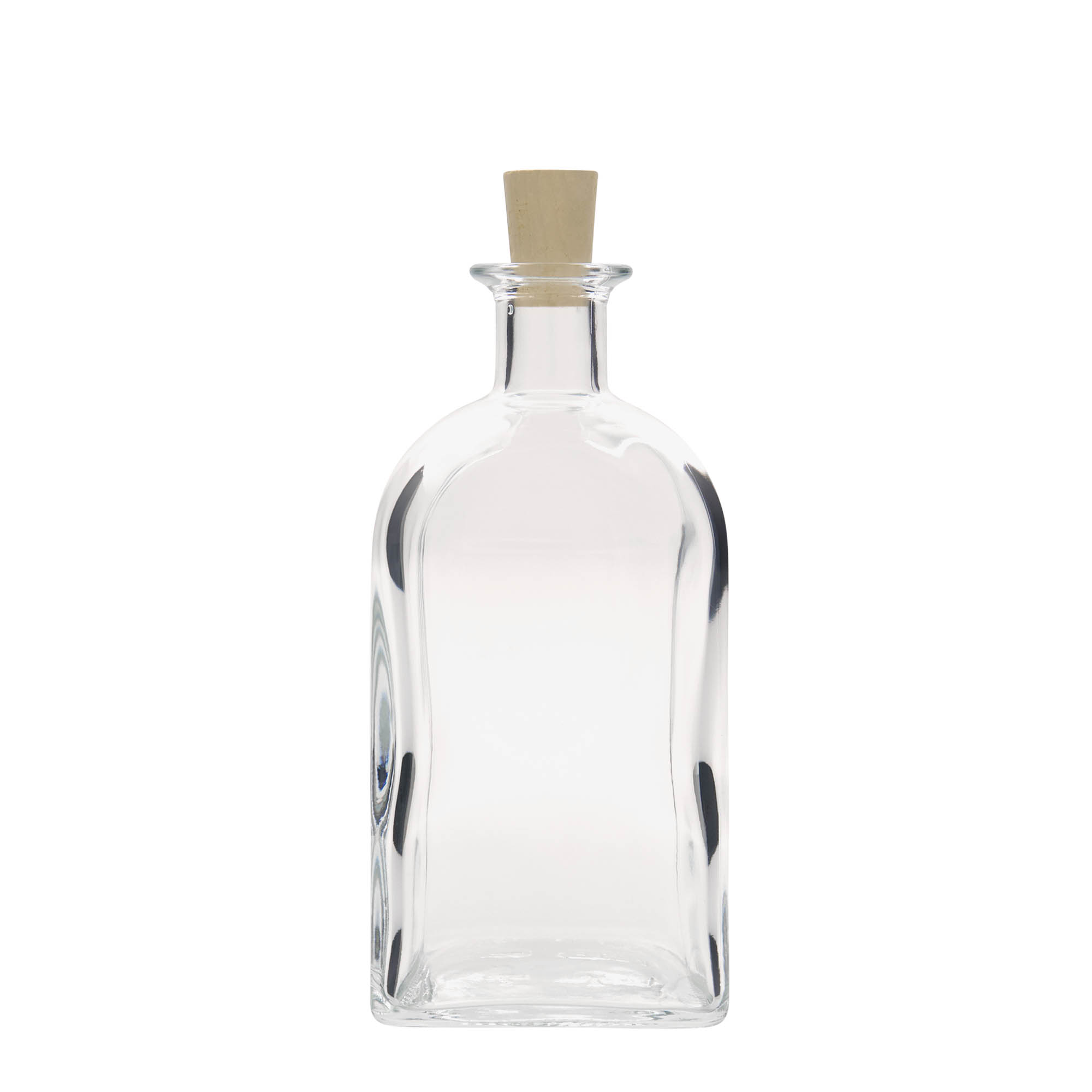 Sticlă de sticlă de 700 ml Apotheker Carré, pătrată, gura: dop de plută Sticlă de sticlă de 700 ml Apotheker Carré, pătrată, gura: dop de plută