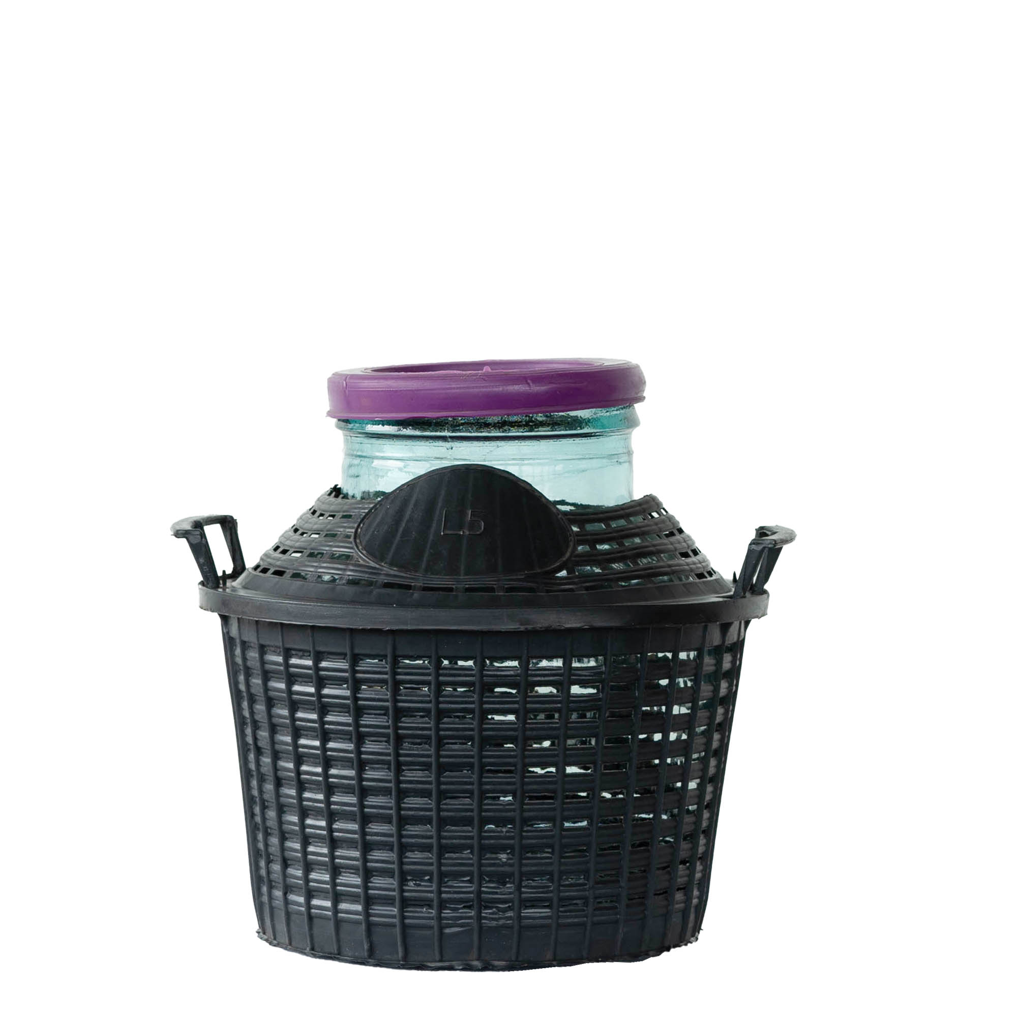 Butelie cu balon de 5 l, gât larg, sticlă, gură: capac cu margine peste buza sticlei Butelie cu balon de 5 l, gât larg, sticlă, gură: capac cu margine peste buza sticlei