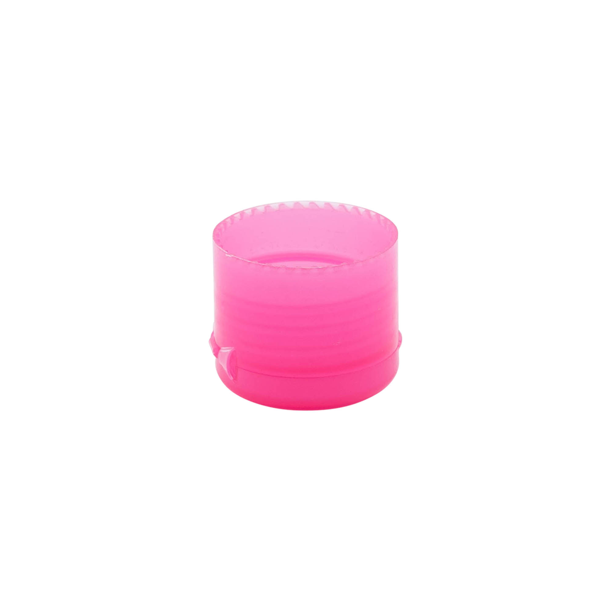 Capac cu filet și balama pliabilă, plastic PP, roz, pentru gura de deschidere: 24/410
