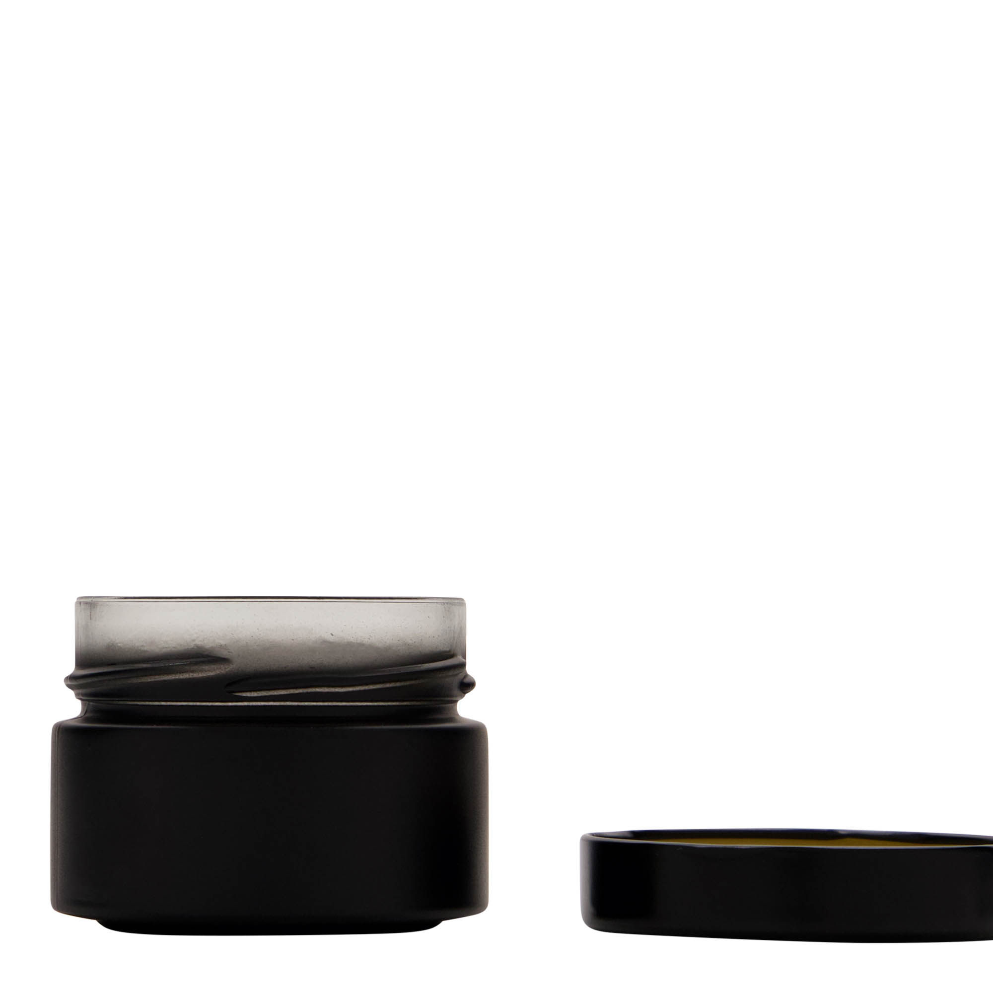 130 ml borcan rotund 'Aurora', negru, gura: Deep-Twist-Off (DTO 66)