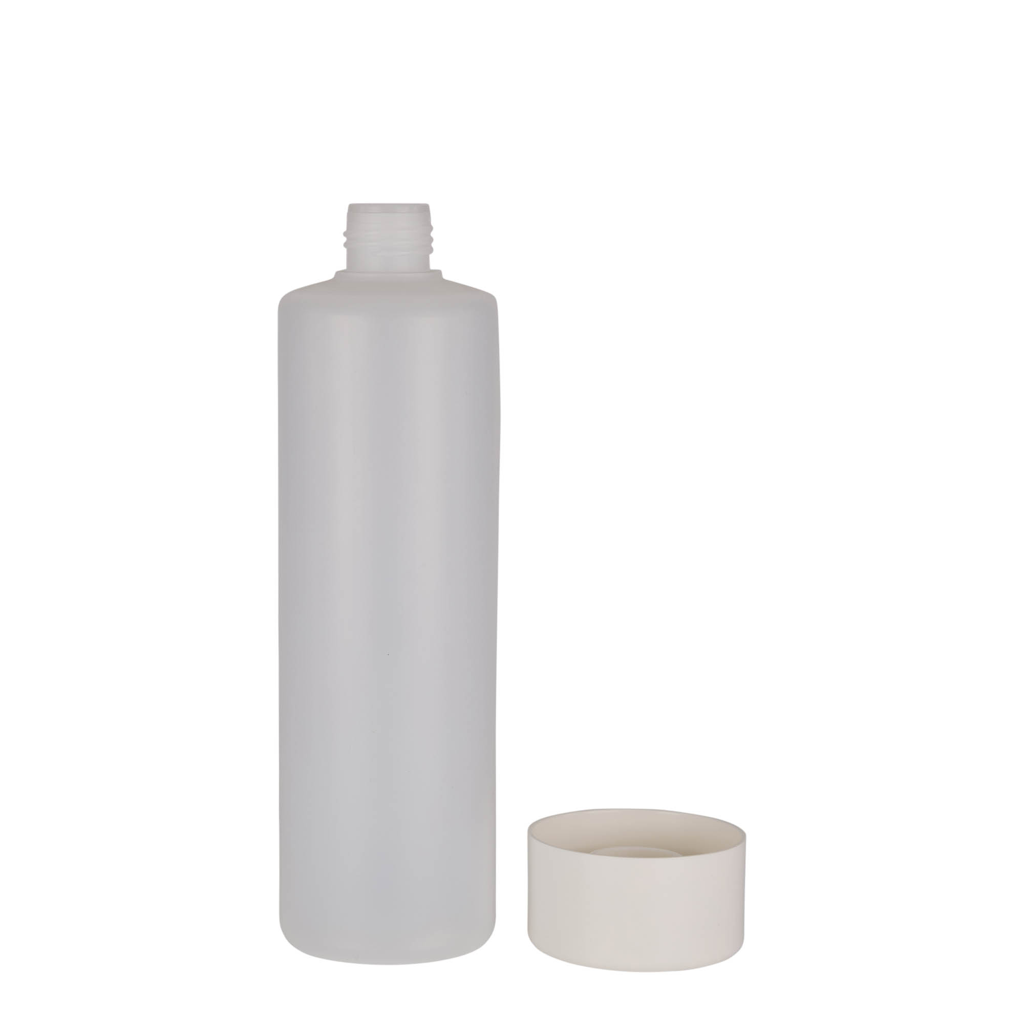 Sticlă rotundă 500 ml, plastic PE, natural, gura: capac cu filet