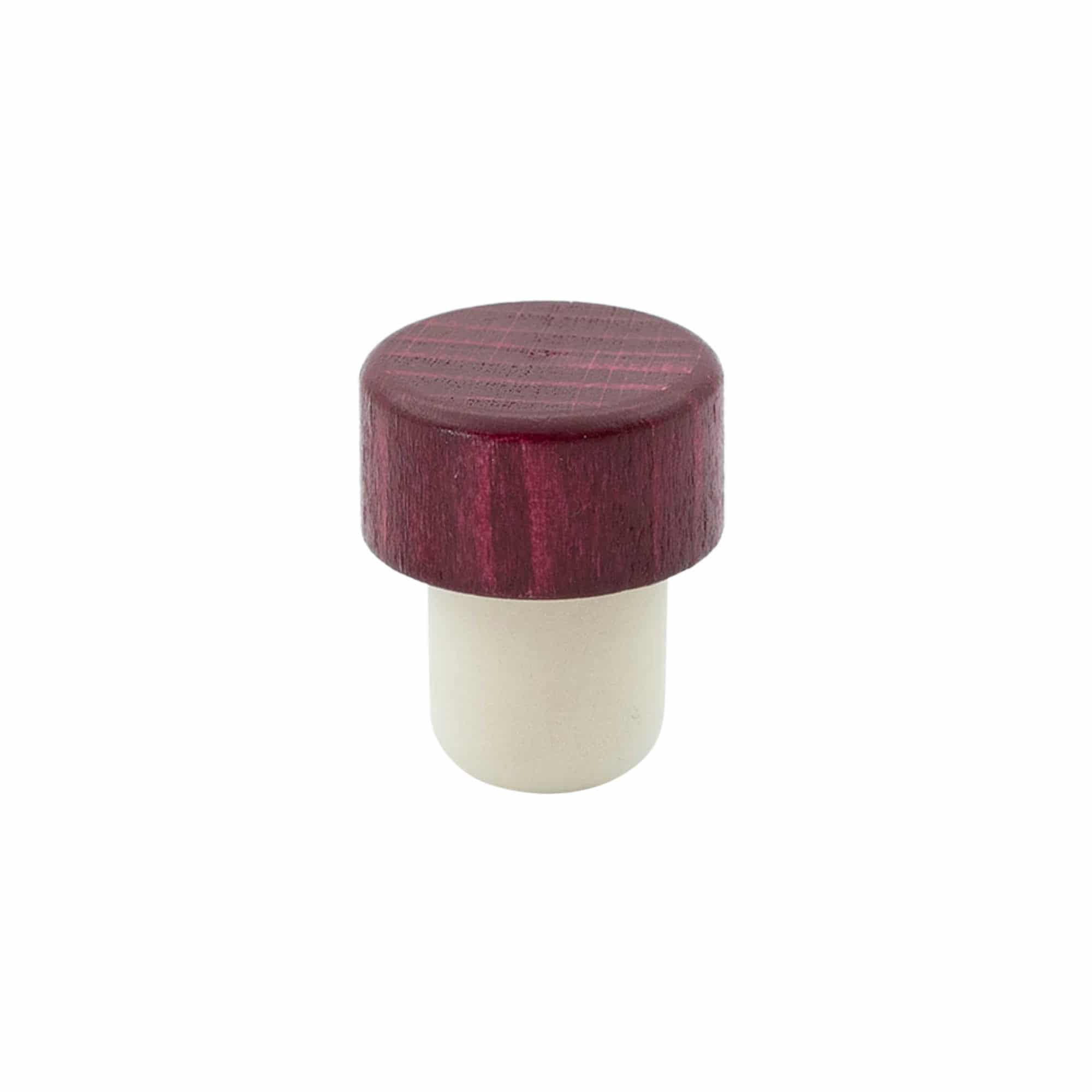 Dop cu mânere 19 mm, lemn/plastic, roșu bordeaux, pentru gura sticlei: dop de plută