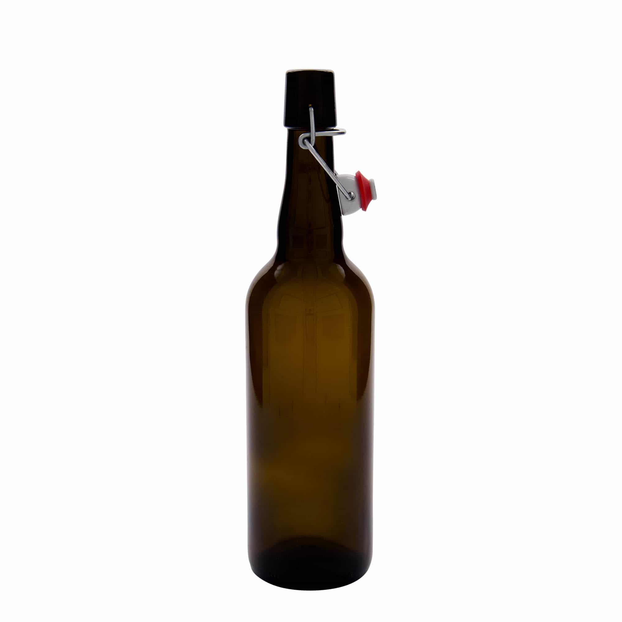 Sticlă de bere 750 ml Belgia, sticlă, maro, gât: închidere cu clemă