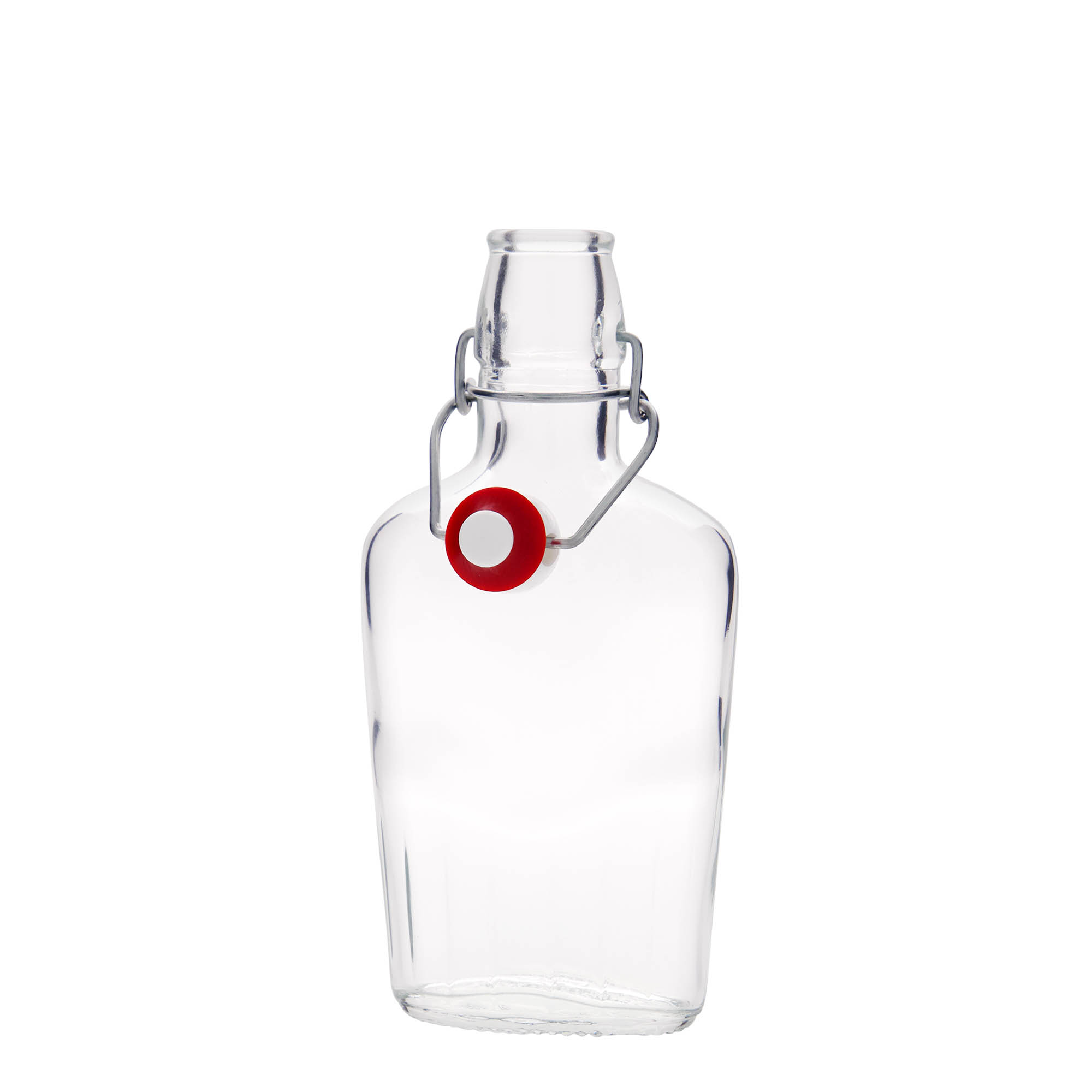 Sticlă de sticlă de 250 ml „Fiaschetta”, ovală, gât: închidere cu clemă