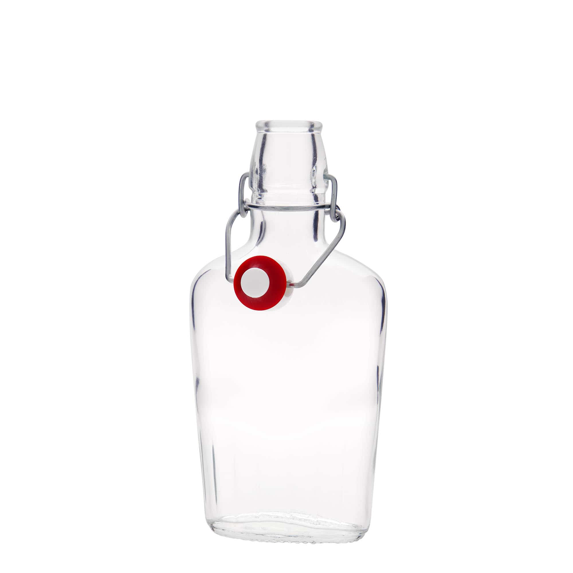 Sticlă de sticlă de 250 ml „Fiaschetta”, ovală, gât: închidere cu clemă