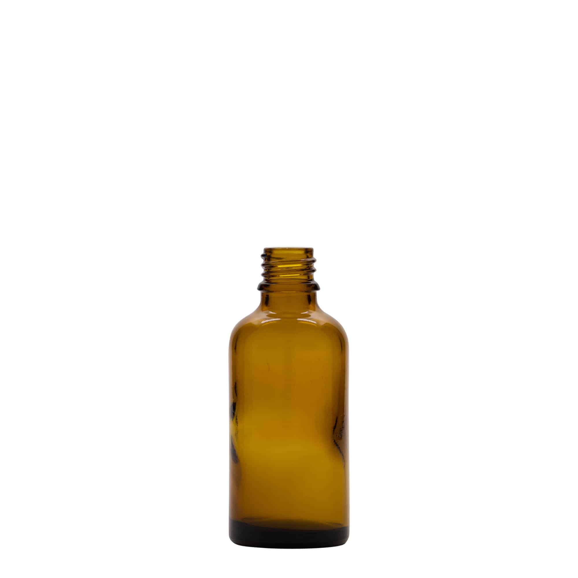 Flacon medical de 50 ml, sticlă, maro, gura: DIN 18