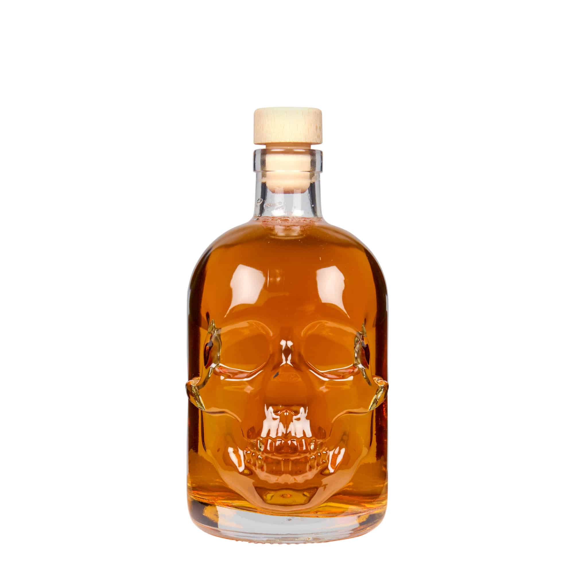 Sticlă de sticlă de 500 ml „Cap de mort”, deschidere: dop de plută