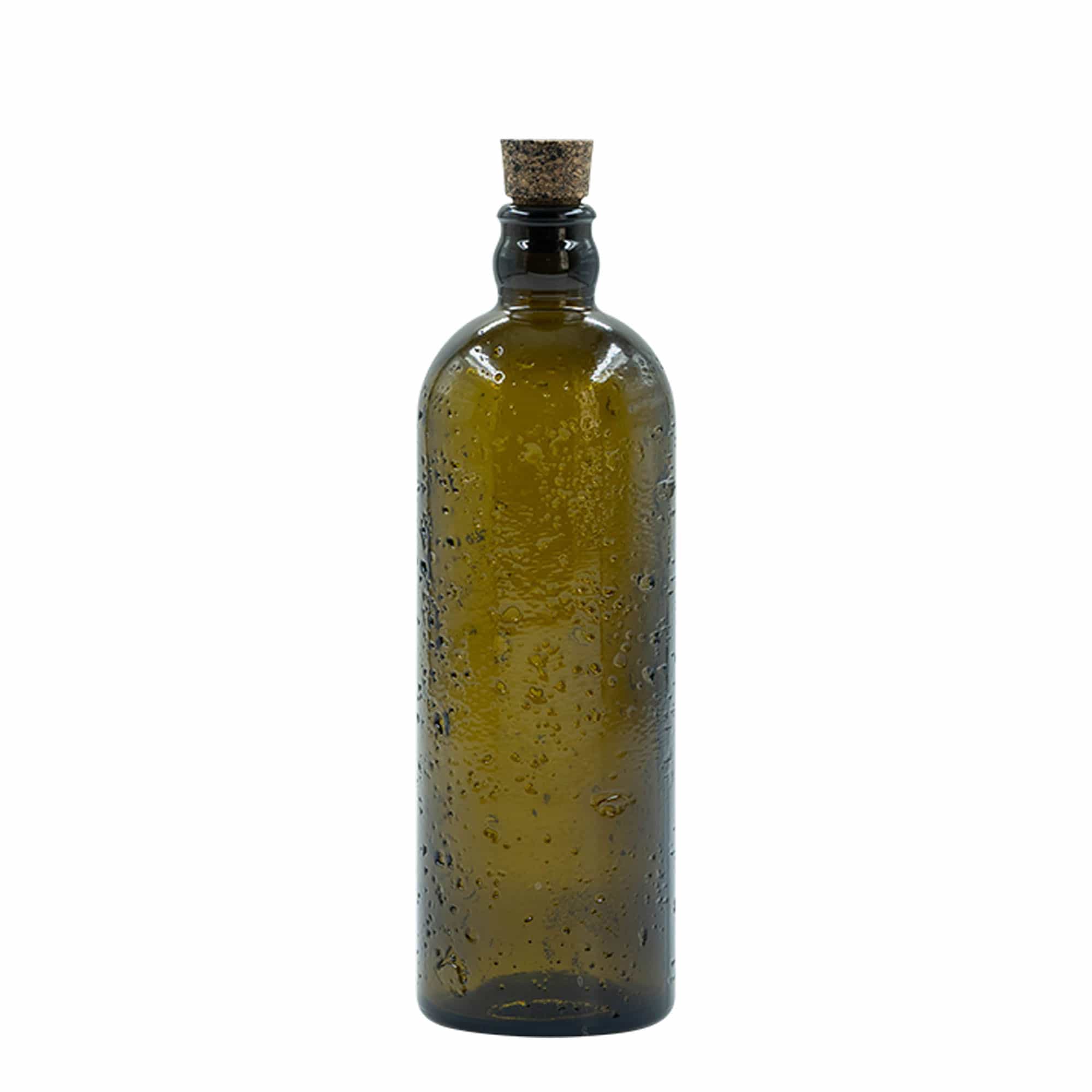 Sticlă de sticlă lucrată manual de 500 ml 'Bobber Jr', maro, deschidere: dop de plută