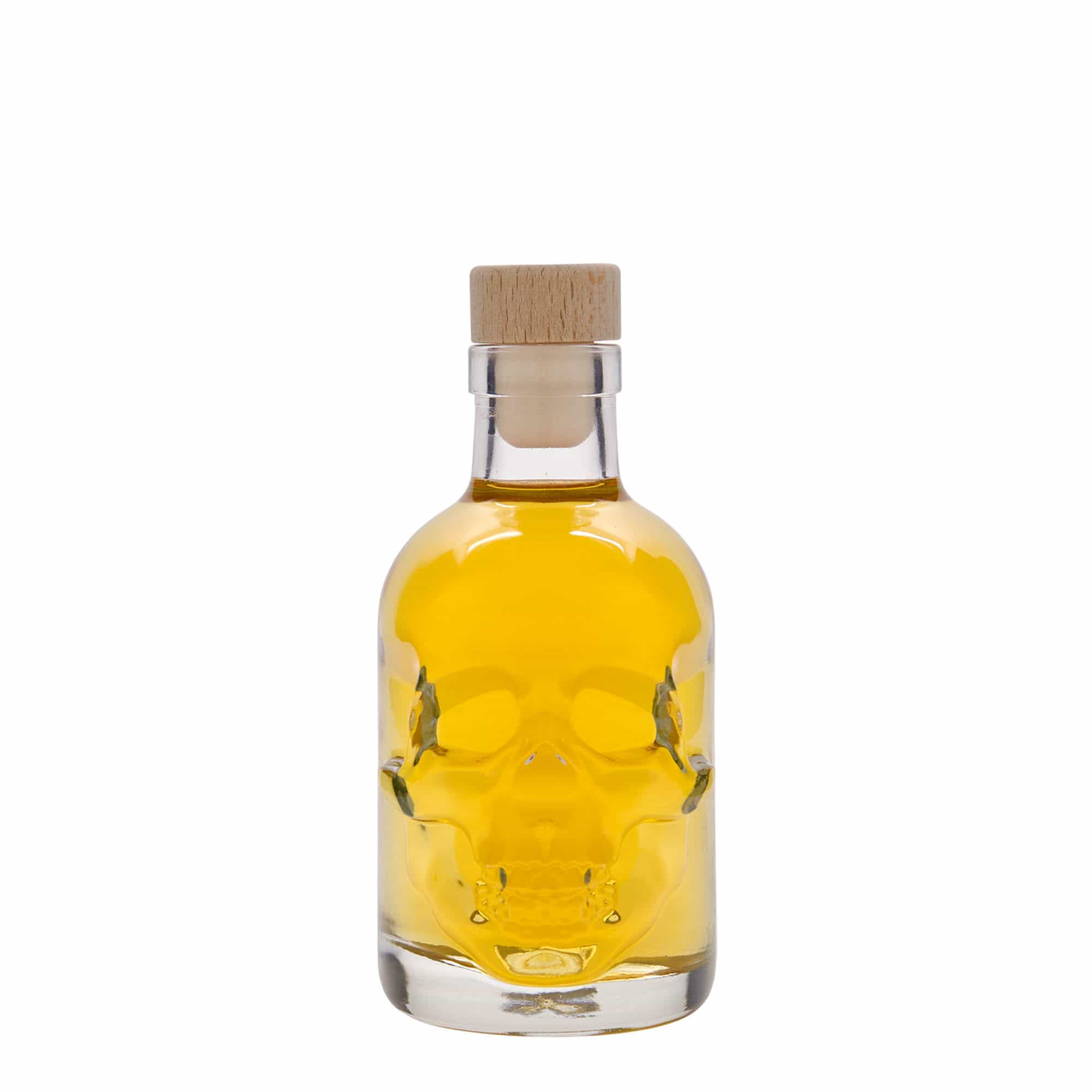 Sticlă de sticlă de 200 ml „Cap de mort”, gura: dop de plută