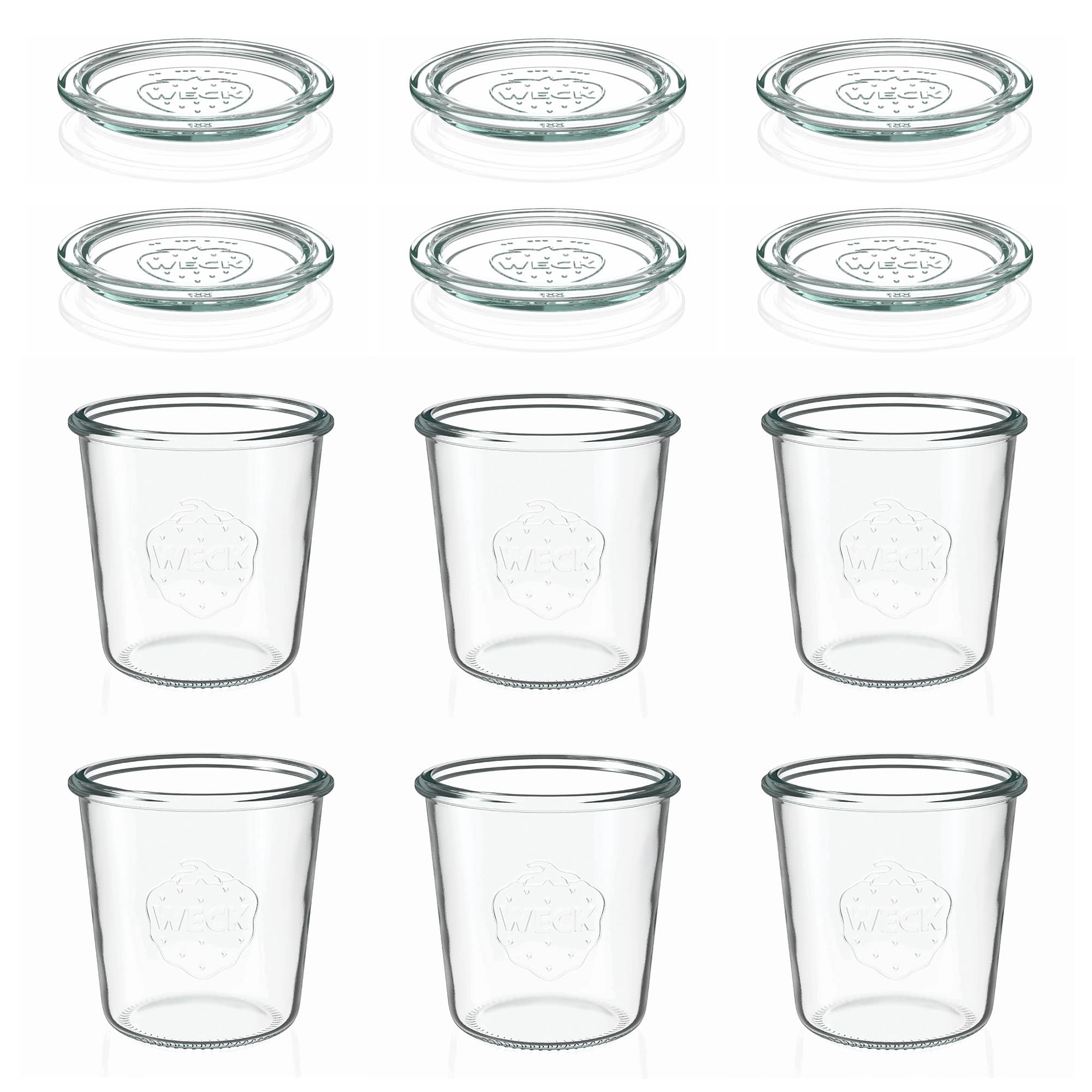 6x 580 ml borcan WECK cu gura largă cu capac de sticlă RR 100