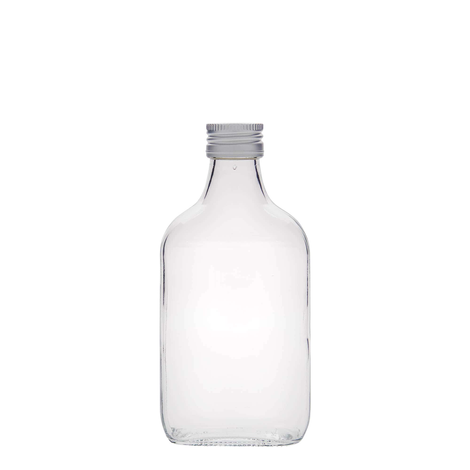 Sticlă de buzunar 200 ml, dreptunghiulară, sticlă, gura: PP 28 Sticlă de buzunar 200 ml, dreptunghiulară, sticlă, gura: PP 28