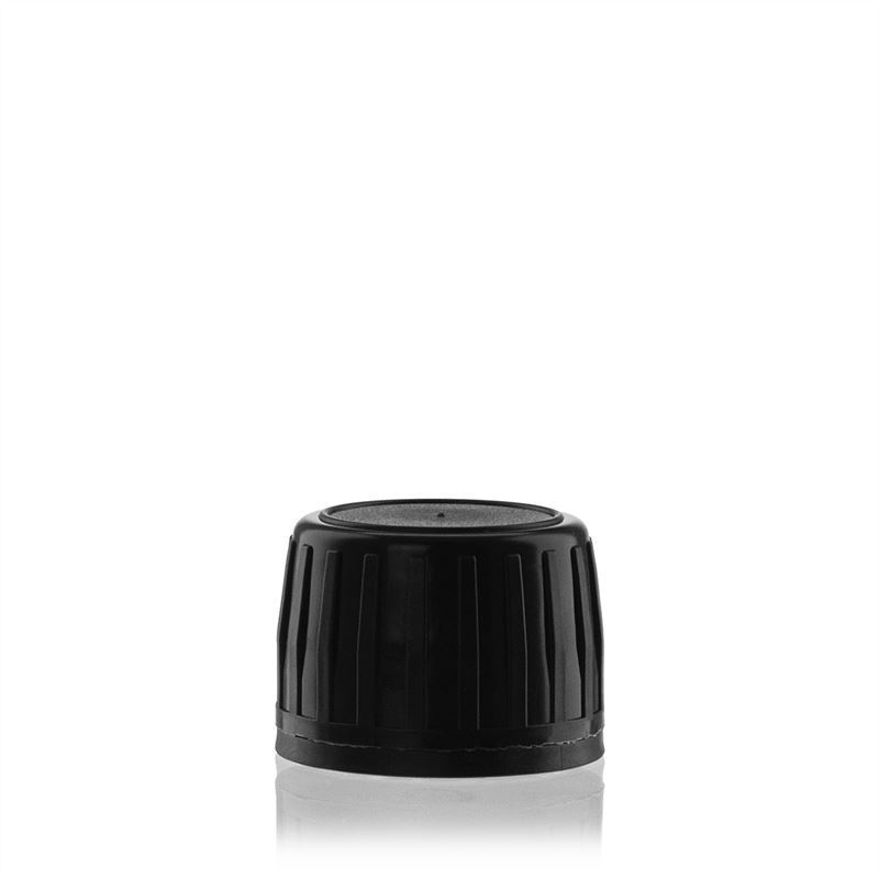 Capac cu filet, original, din plastic PP, negru, pentru gura: DIN 28