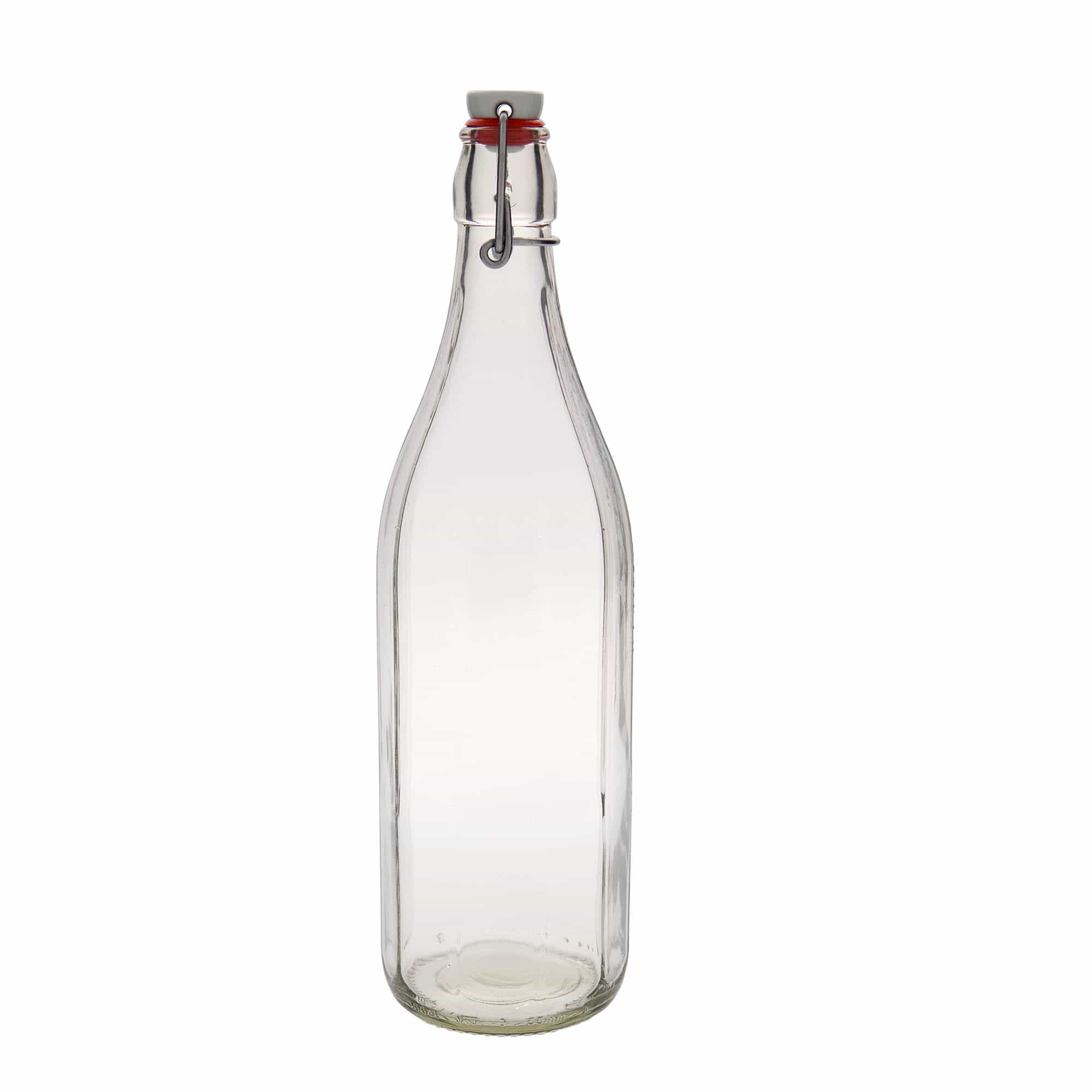 Sticlă de sticlă 1.000 ml „Bravo”, cu zece colțuri, gură: închidere cu clemă