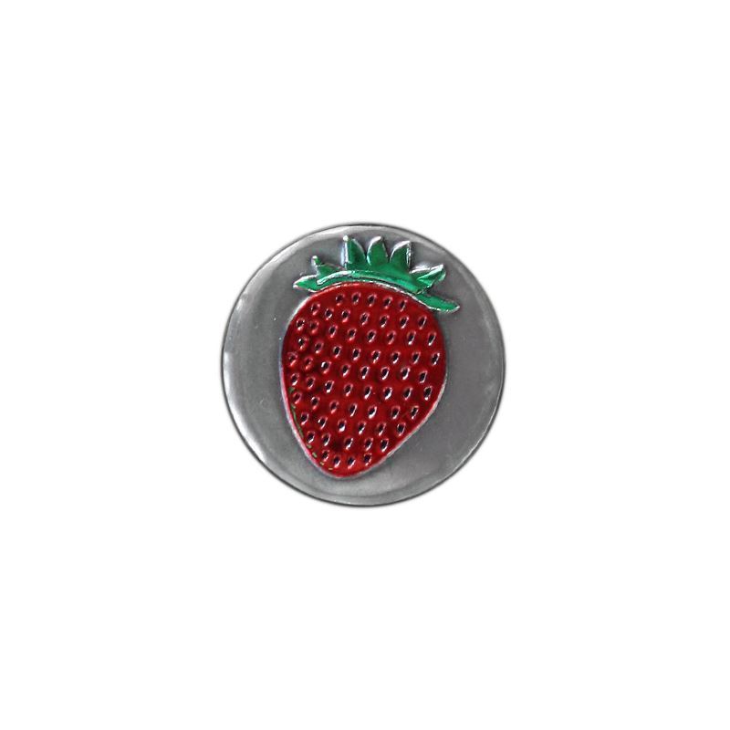 Etichetă de cositor „Căpșună”, rotundă, metal, argintiu