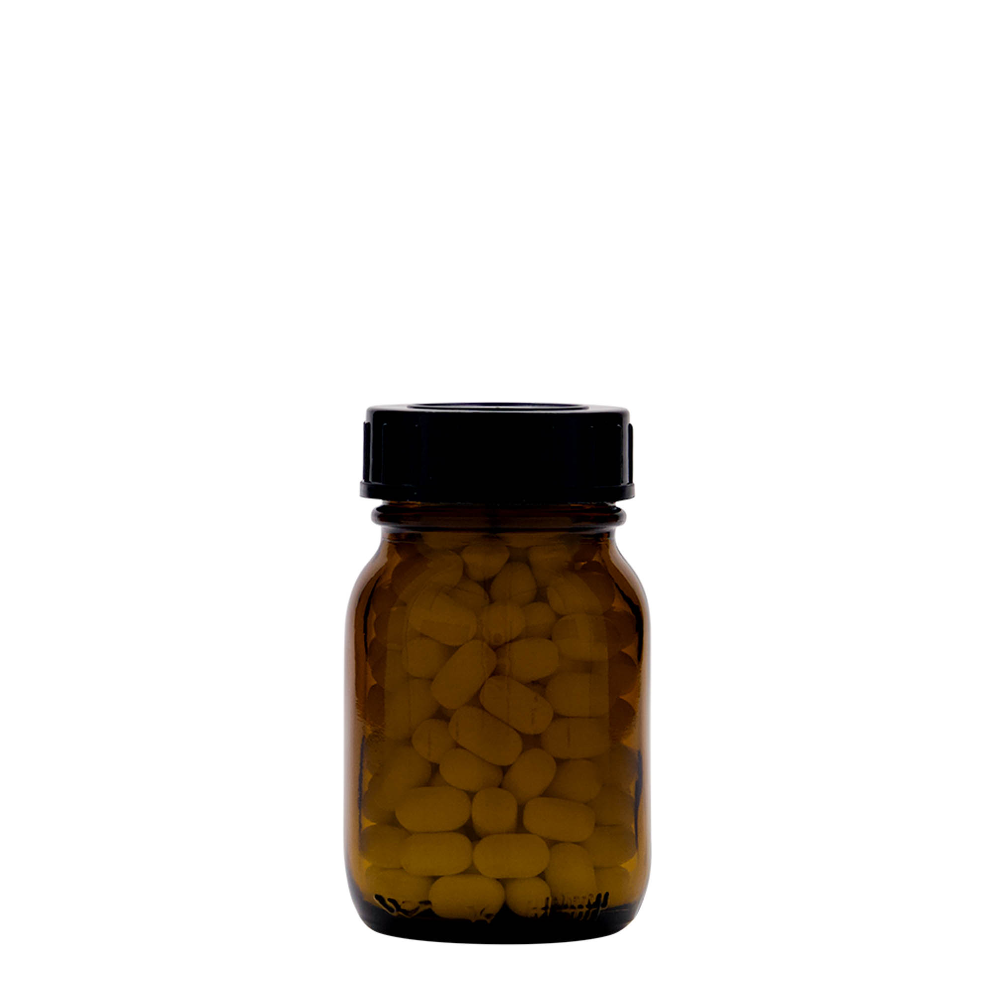 75 ml sticlă cu gât larg, maro, deschidere: DIN 40