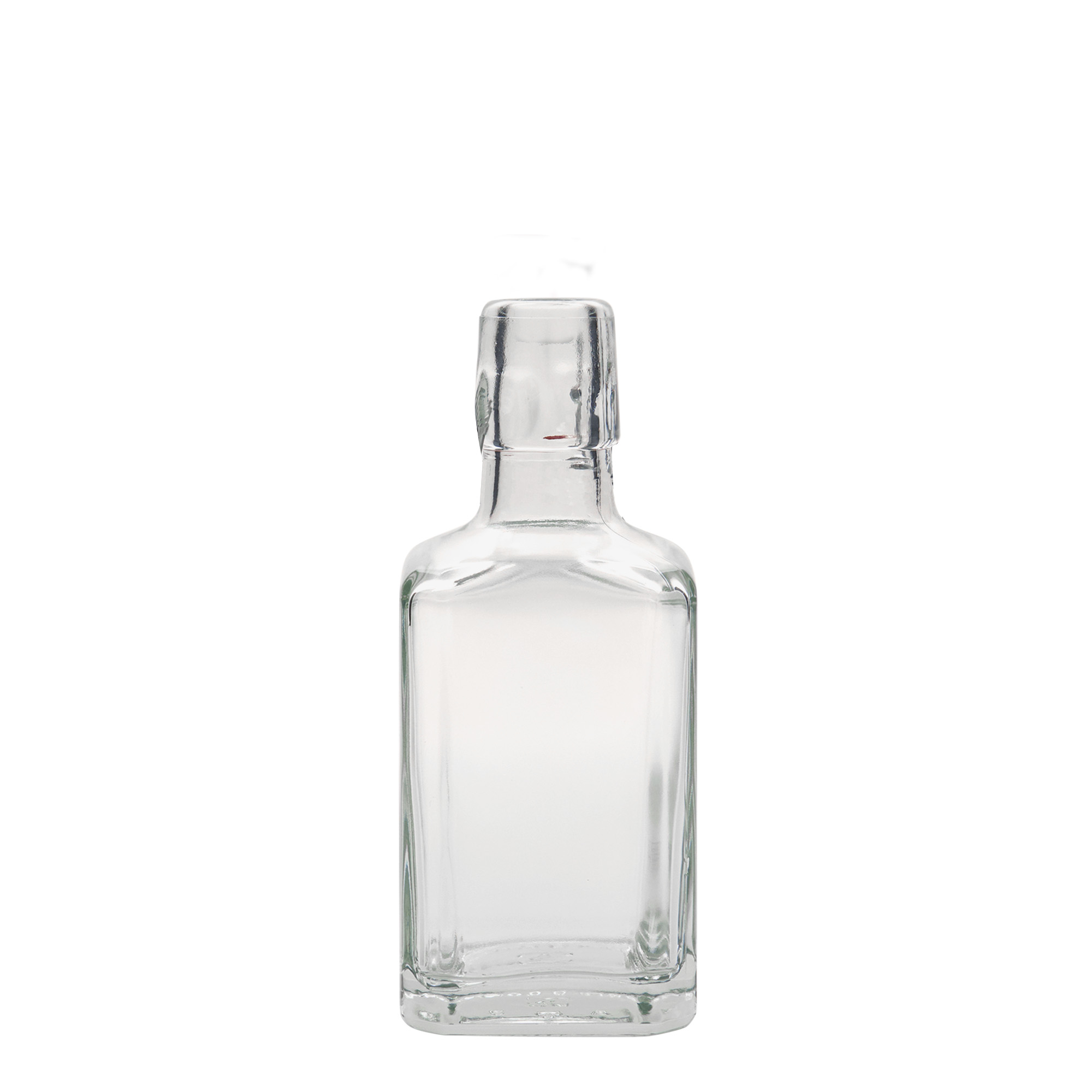 Sticlă de sticlă de 250 ml „Rialto”, pătrată, gura: închidere cu clemă Sticlă de sticlă de 250 ml „Rialto”, pătrată, gura: închidere cu clemă