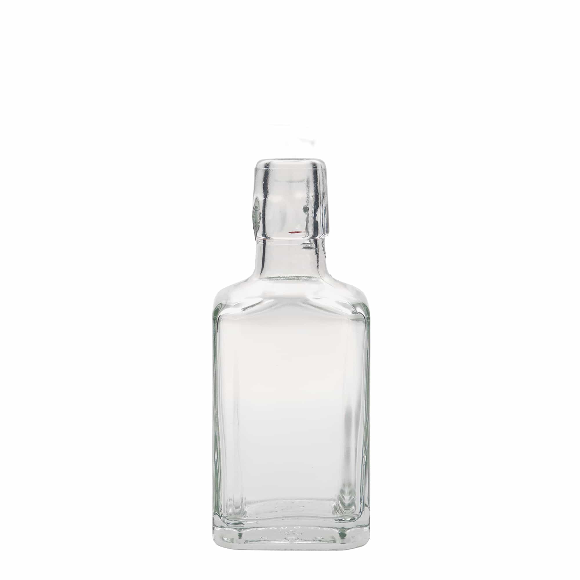 Sticlă de sticlă de 250 ml „Rialto”, pătrată, gura: închidere cu clemă