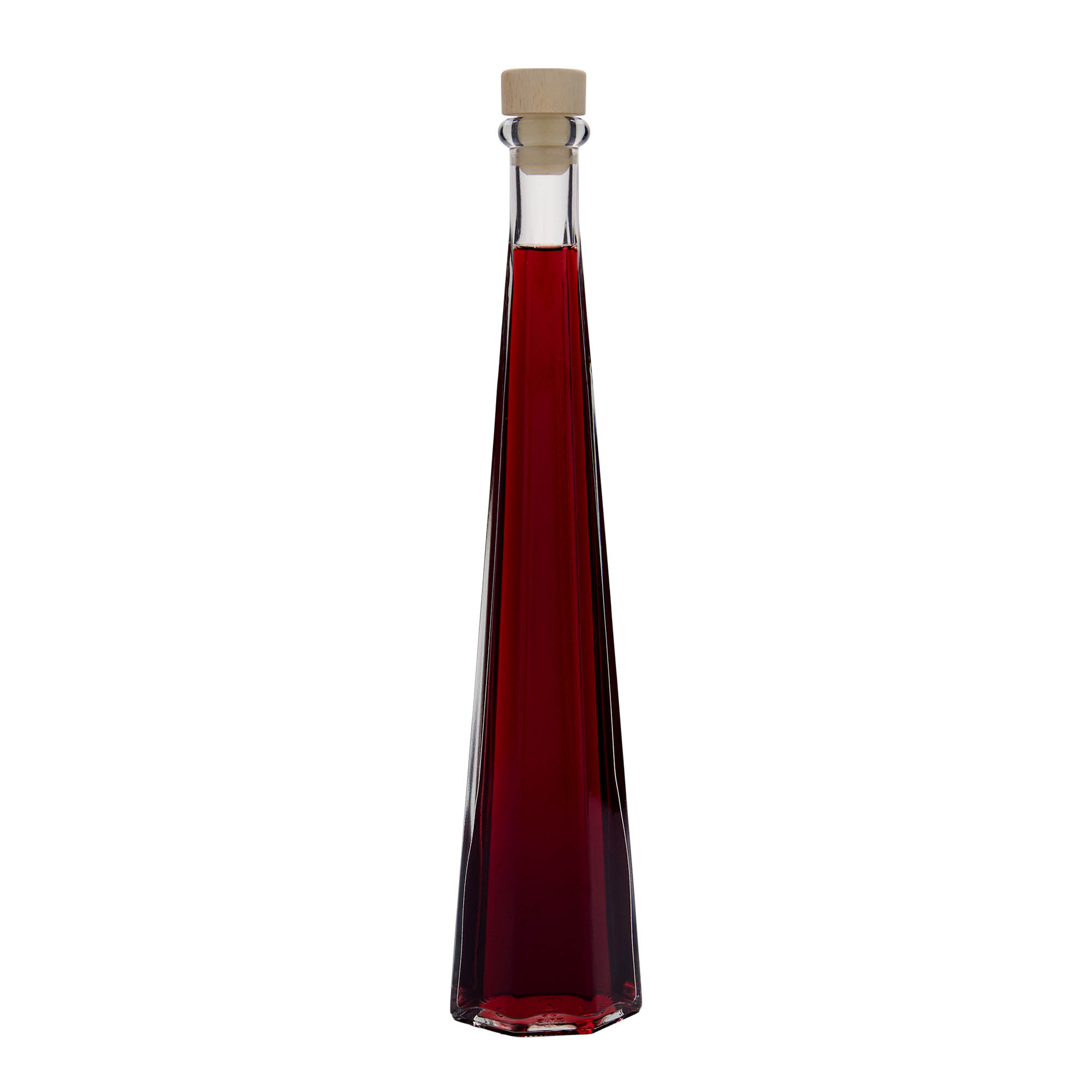 Sticlă de sticlă de 200 ml „Dama Sexta”, hexagonală, gura: dop de plută