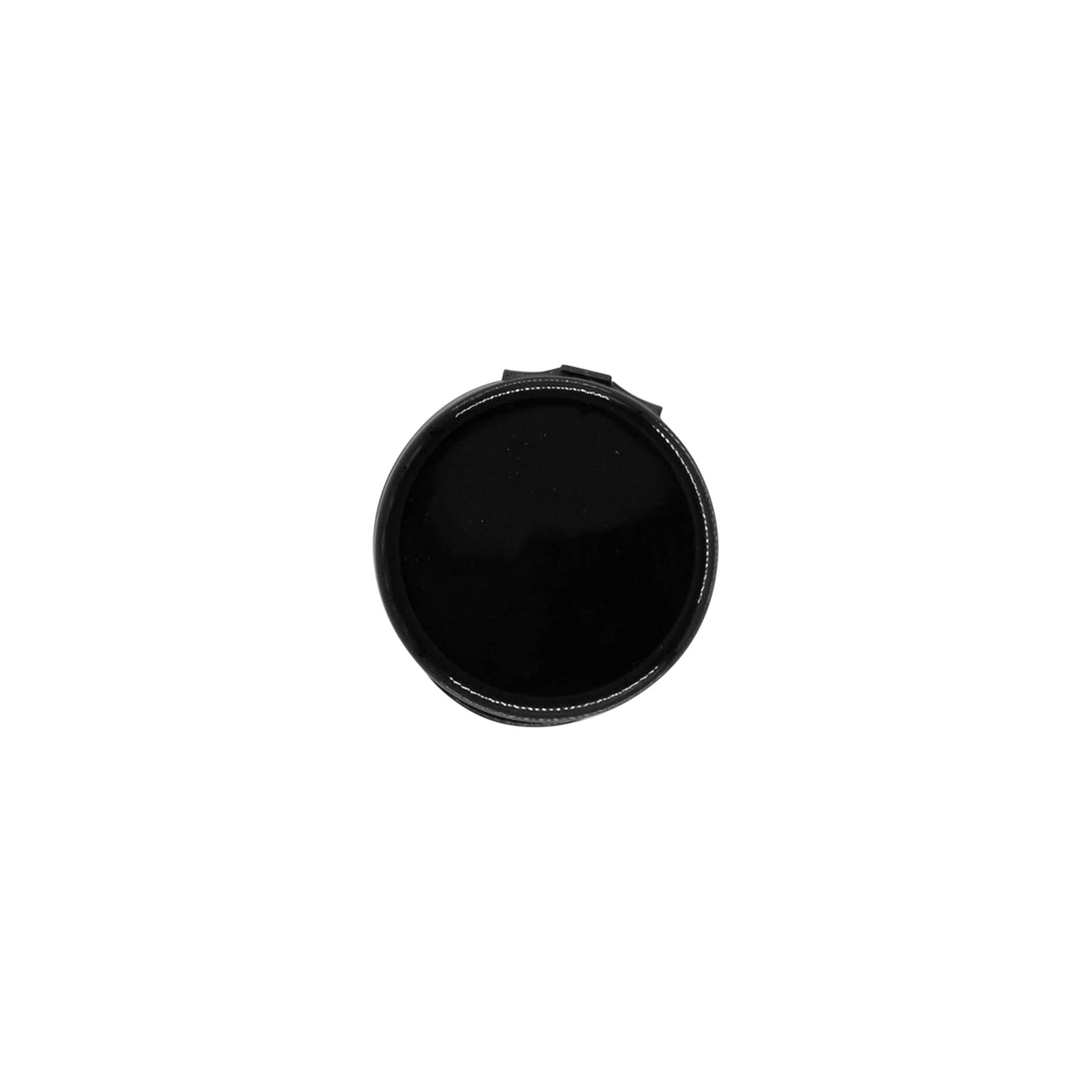 Capac cu filet, balama pliabilă, plastic PP, negru, pentru deschidere: 24/410 Capac cu filet, balama pliabilă, plastic PP, negru, pentru deschidere: 24/410