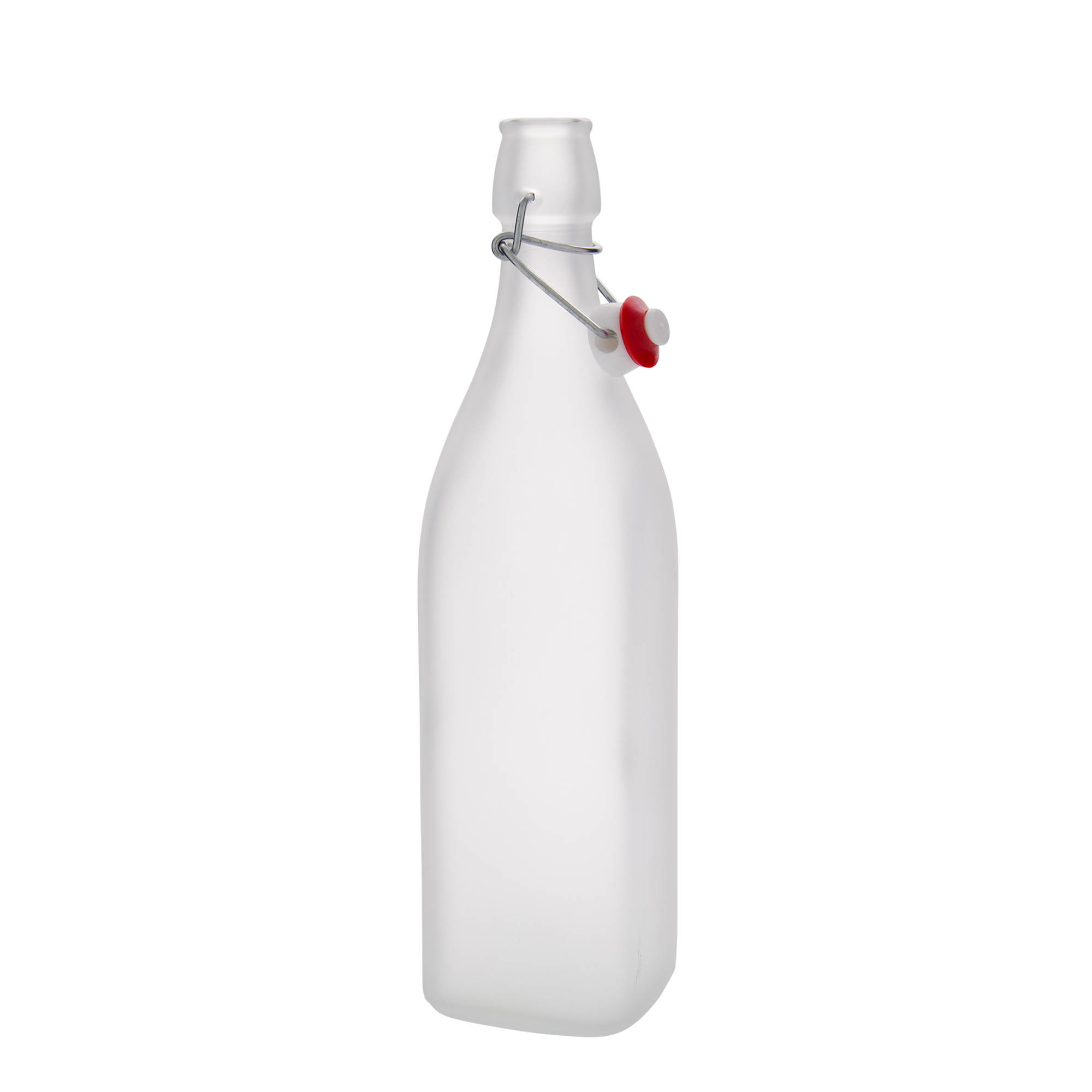 1.000 ml sticlă de sticlă „Swing, pătrată, înghețată, gât: închidere cu balama 1.000 ml sticlă de sticlă „Swing, pătrată, înghețată, gât: închidere cu balama