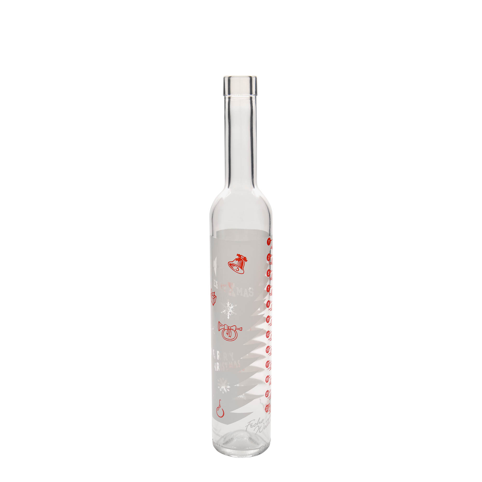 Sticlă de sticlă de 500 ml Maximo imprimată „Calendar de Advent”, gura: dop de plută Sticlă de sticlă de 500 ml Maximo imprimată „Calendar de Advent”, gura: dop de plută