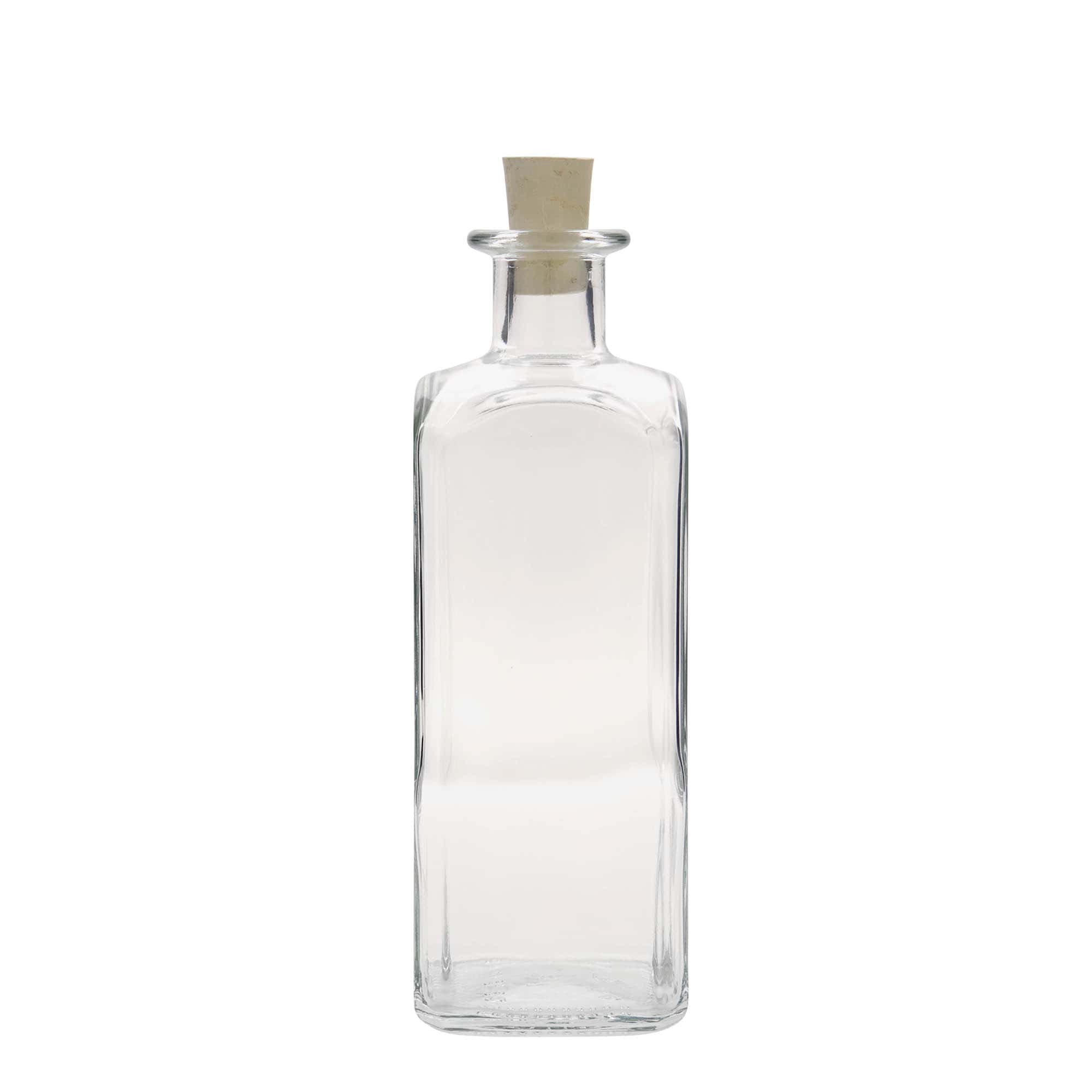 Sticlă de sticlă de 500 ml Apotheker Carré, pătrată, gură: plută
