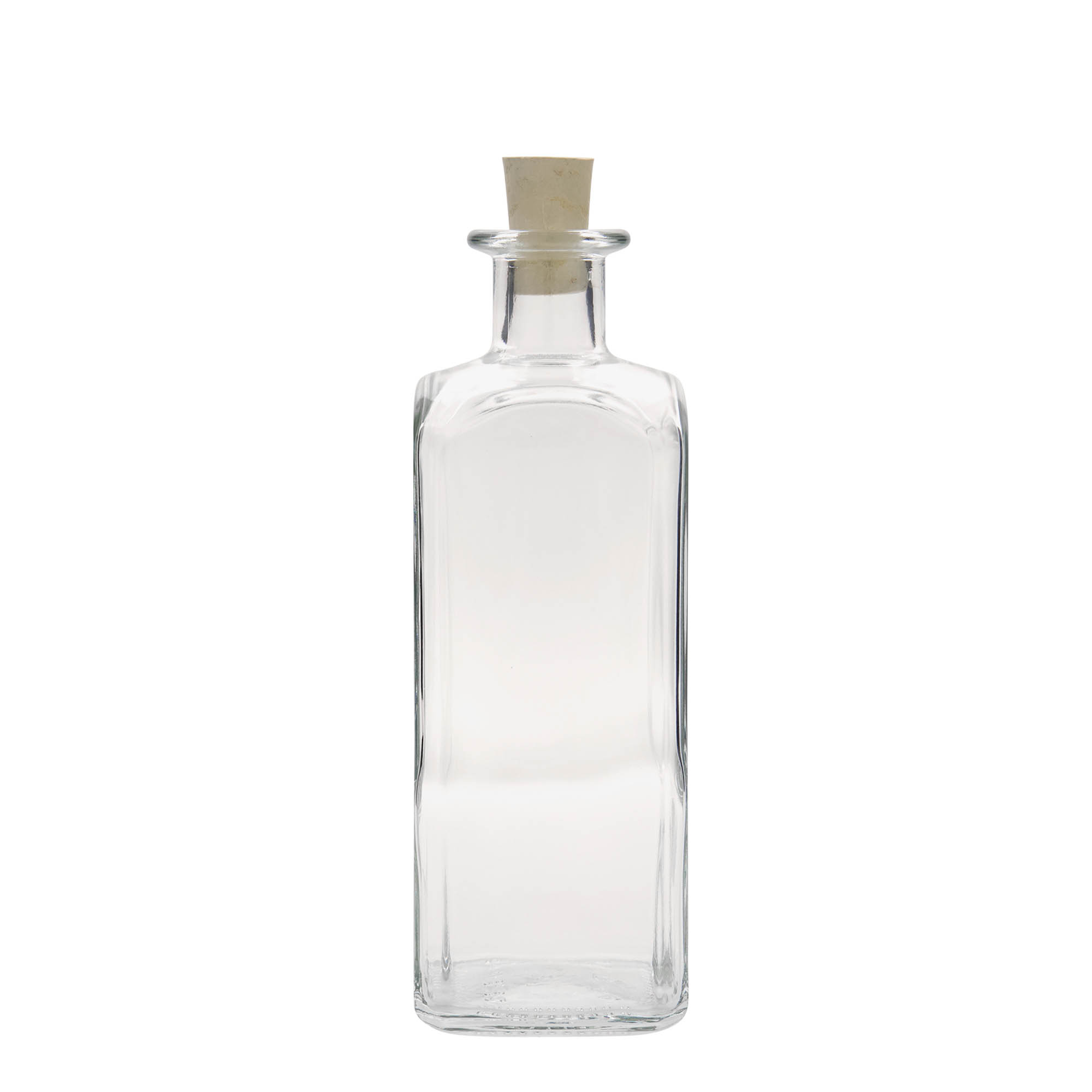 Sticlă de sticlă de 500 ml Apotheker Carré, pătrată, gură: plută