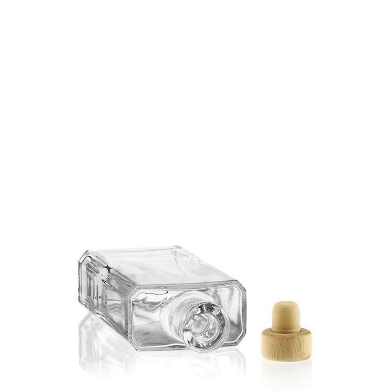 Sticlă de sticlă 200 ml „Shiny”, dreptunghiulară, gura: dop de plută