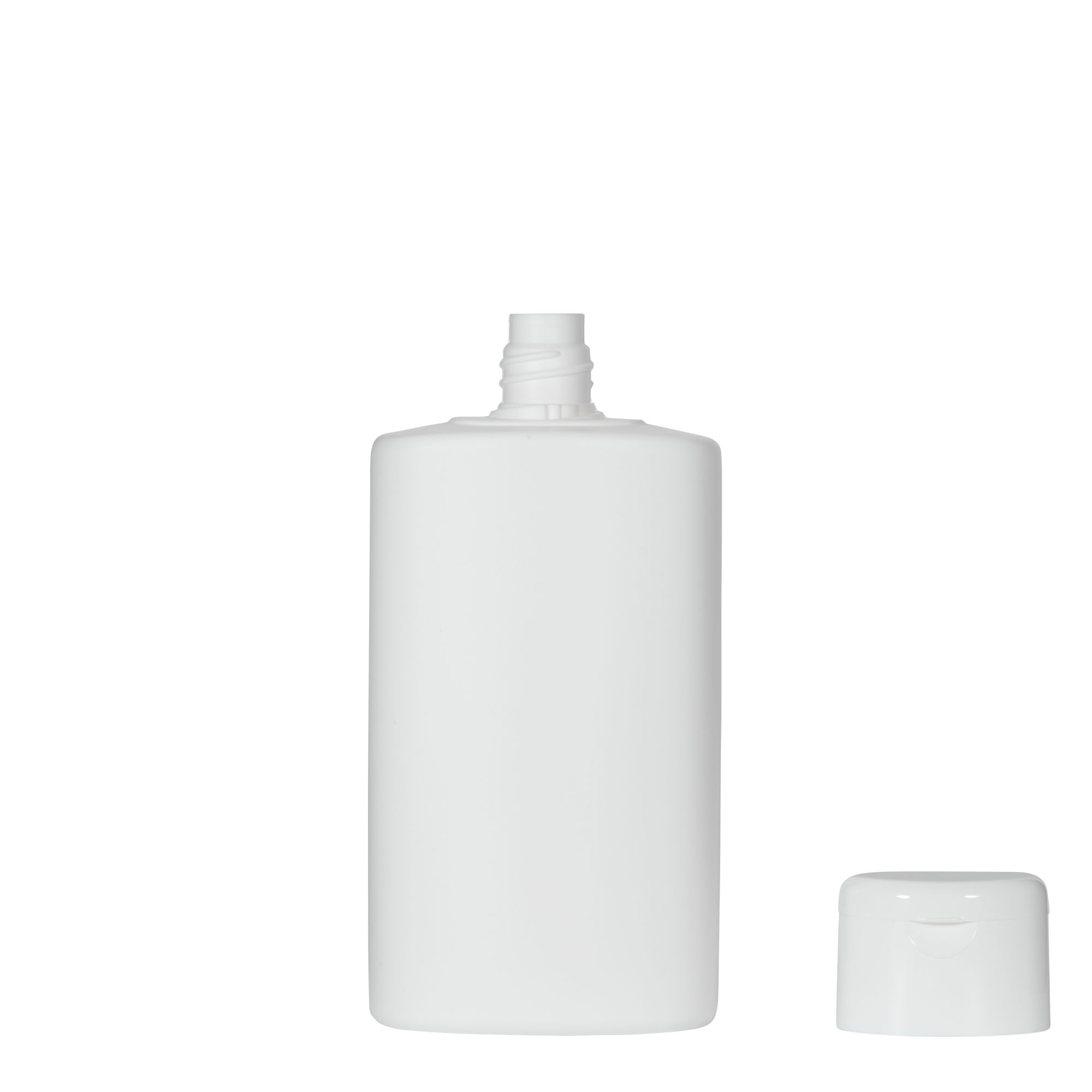 250 ml sticlă din plastic „Indy”, ovală, HDPE, albă, gât: capac cu filet